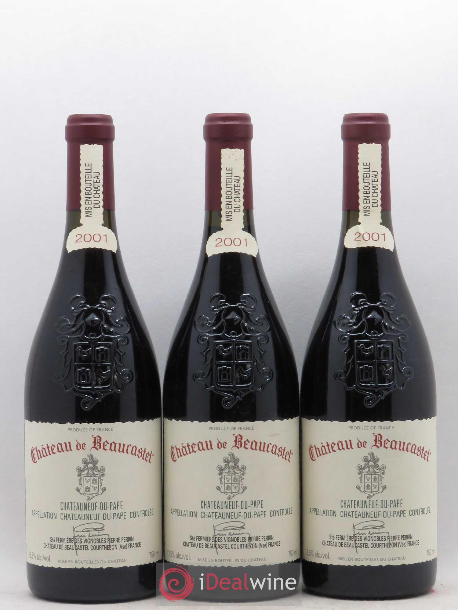 Châteauneuf-du-Pape Château de Beaucastel Famille Perrin 2001 - Lot de 3 bouteilles - 0