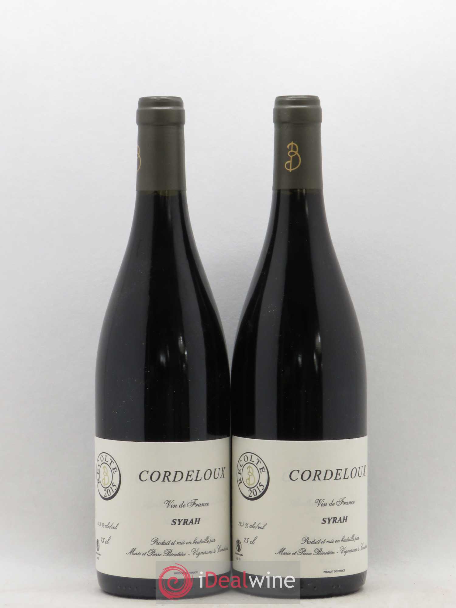 Vin de France Syrah Cordeloux Marie et Pierre Bénetière (Domaine) 2015 - Lot de 2 bouteilles - 0