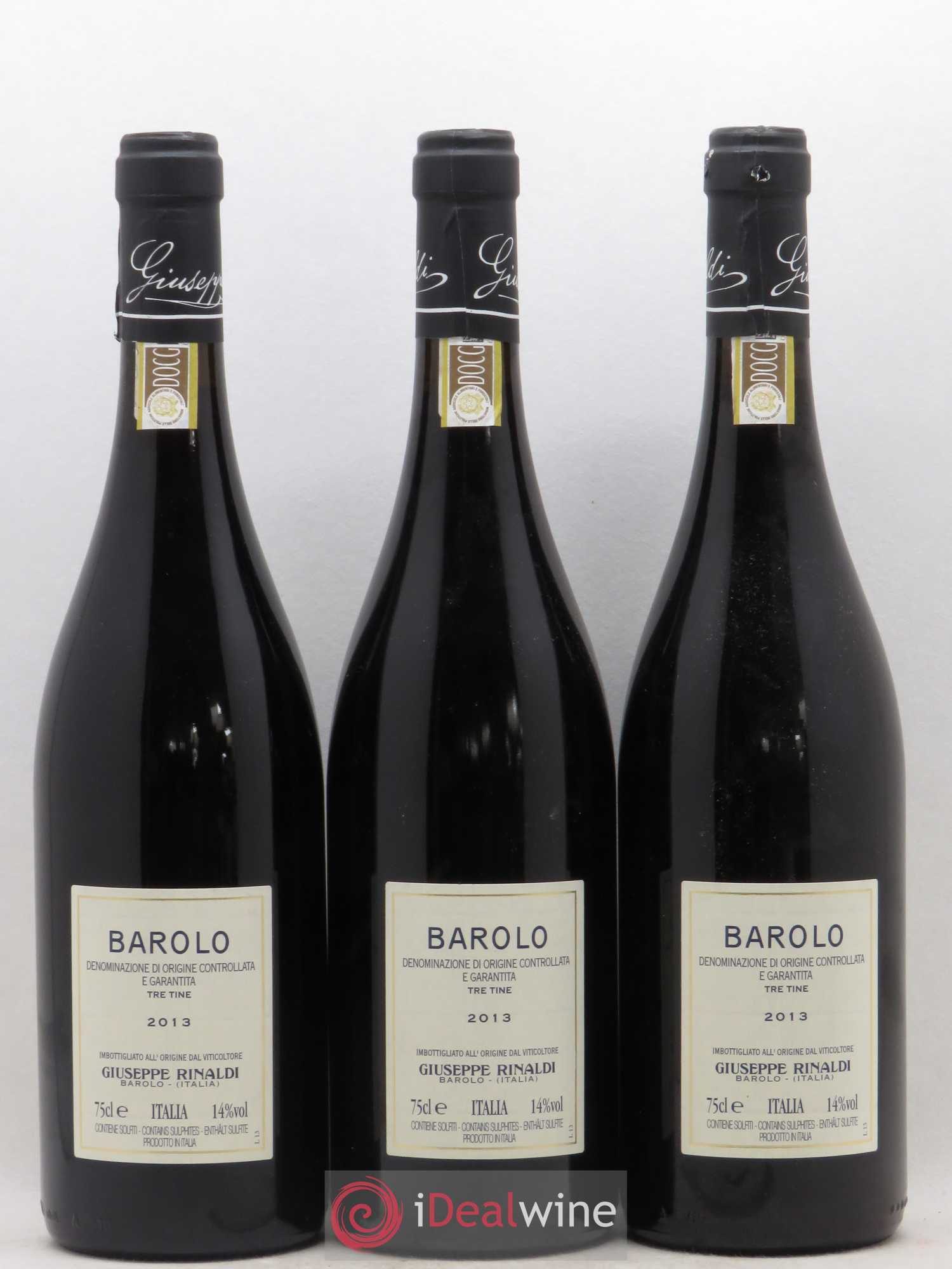 Barolo DOCG Tre Tine Giuseppe Rinaldi 2013 - Lot de 3 bouteilles - 1