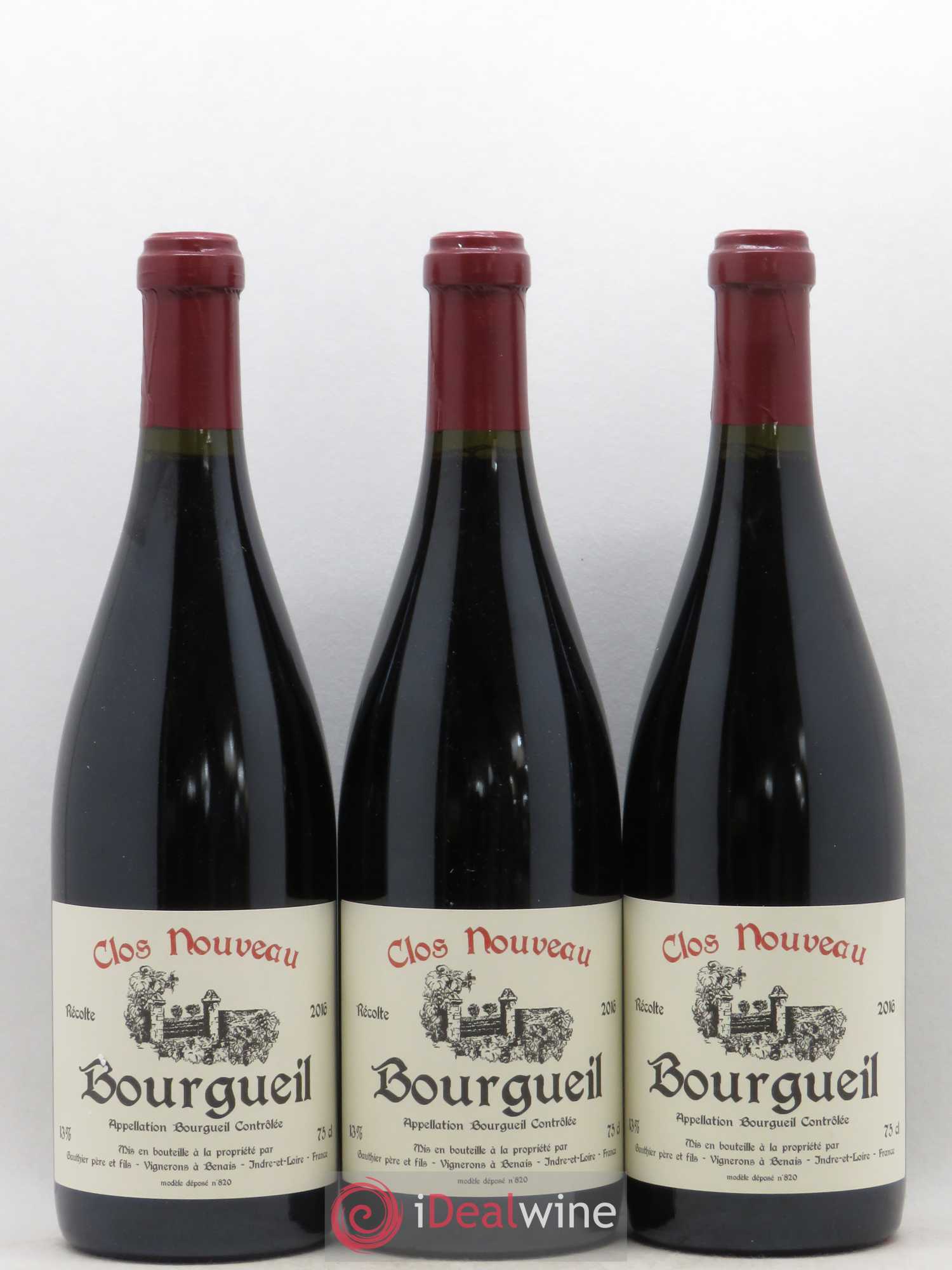 Bourgueil Clos Nouveau Domaine du Bel Air 2016 - Lot de 3 bouteilles - 0
