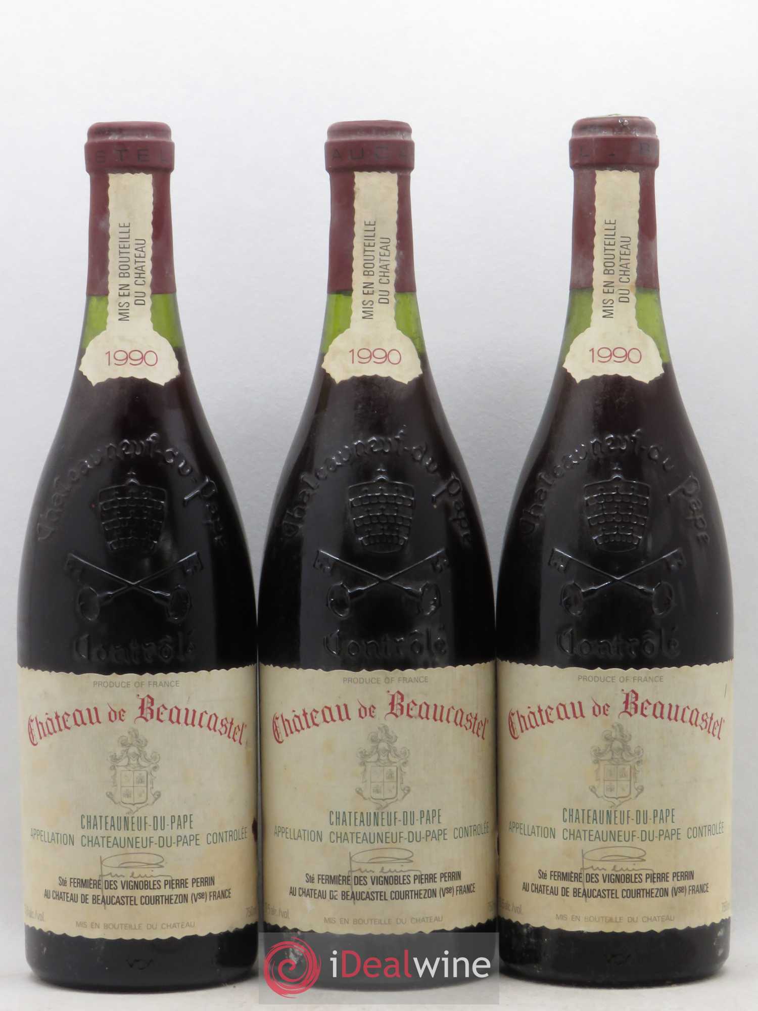 Châteauneuf-du-Pape Château de Beaucastel Famille Perrin 1990 - Lot de 3 bouteilles - 0