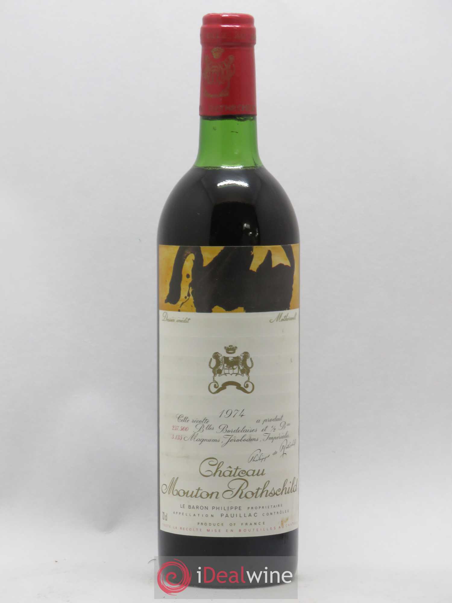 Château Mouton Rothschild 1er Grand Cru Classé 1974 - Lot de 1 bouteille - 0