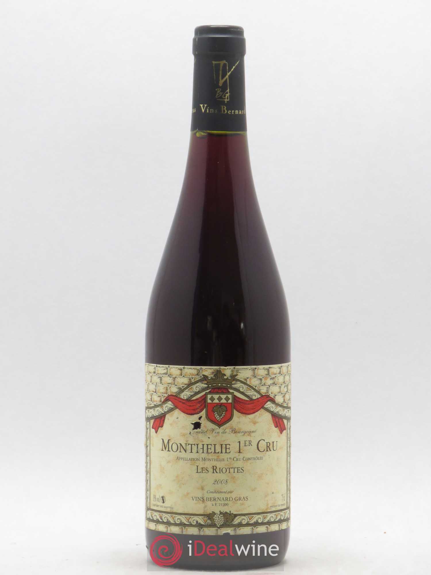 Monthélie 1er Cru Les Riottes Bernard Gras 2008 - Lot de 1 bouteille - 0