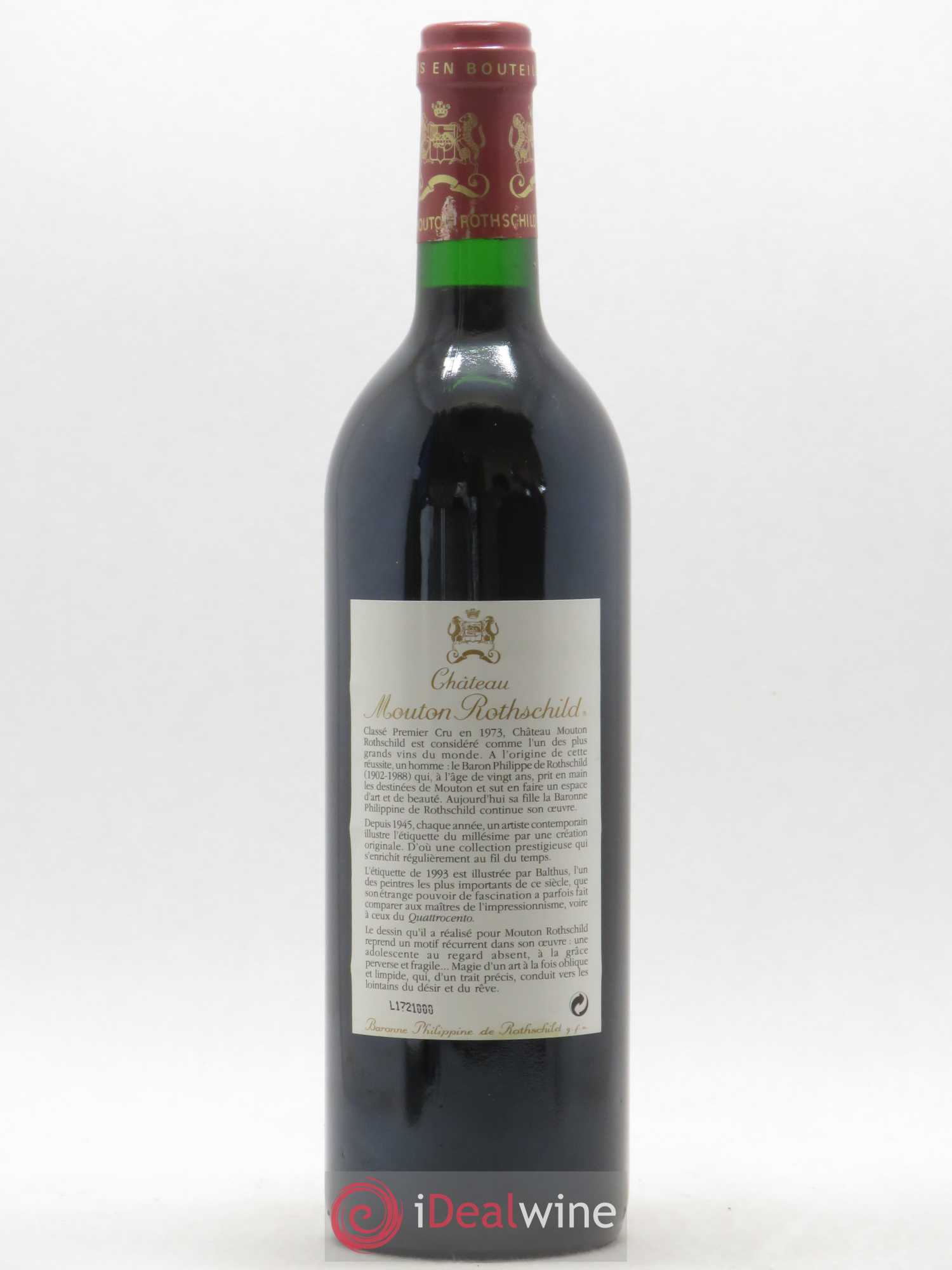 Château Mouton Rothschild 1er Grand Cru Classé 1993 - Lot de 1 bouteille - 1