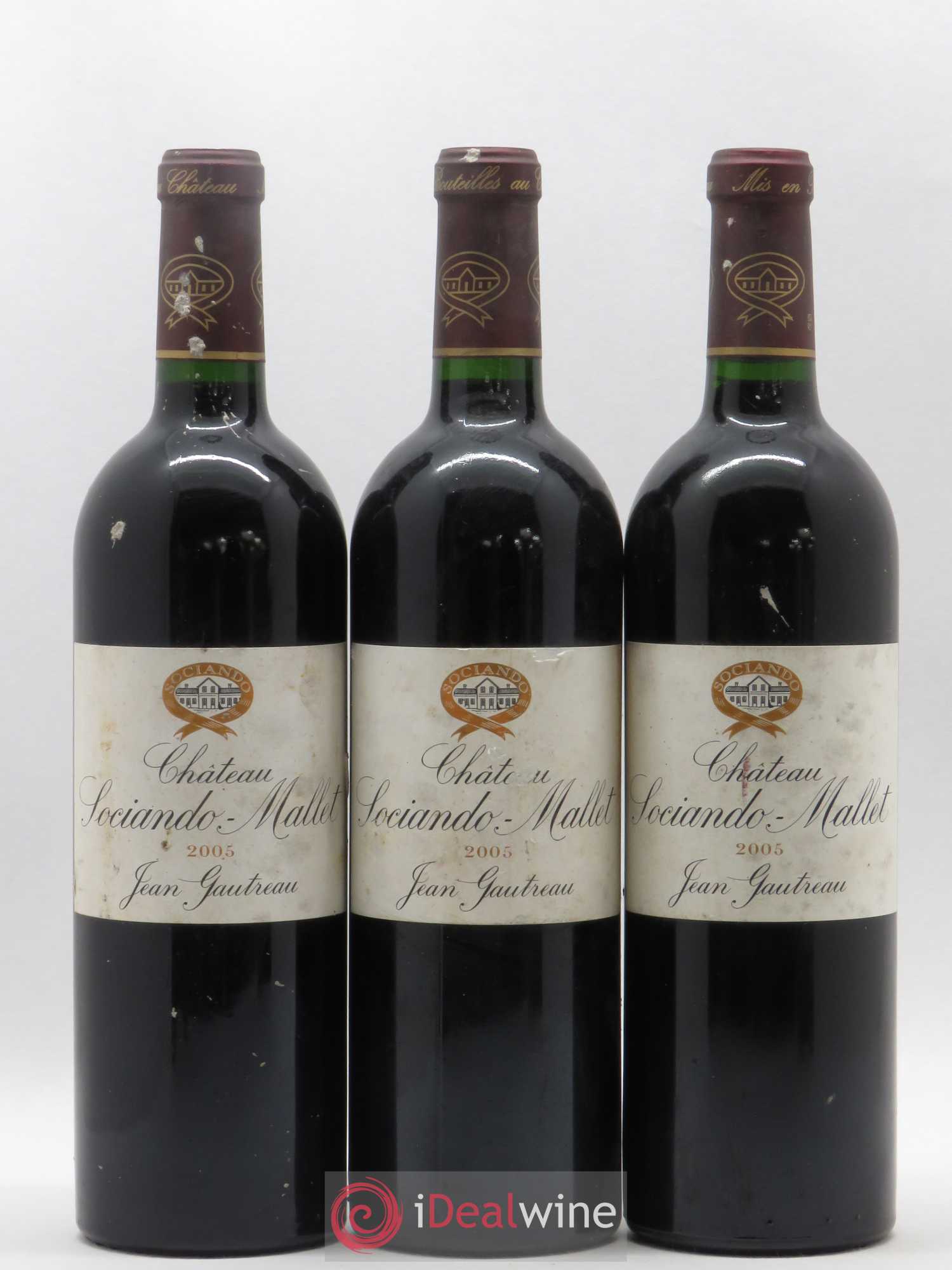 Château Sociando Mallet 2005 - Lot de 3 bouteilles - 0