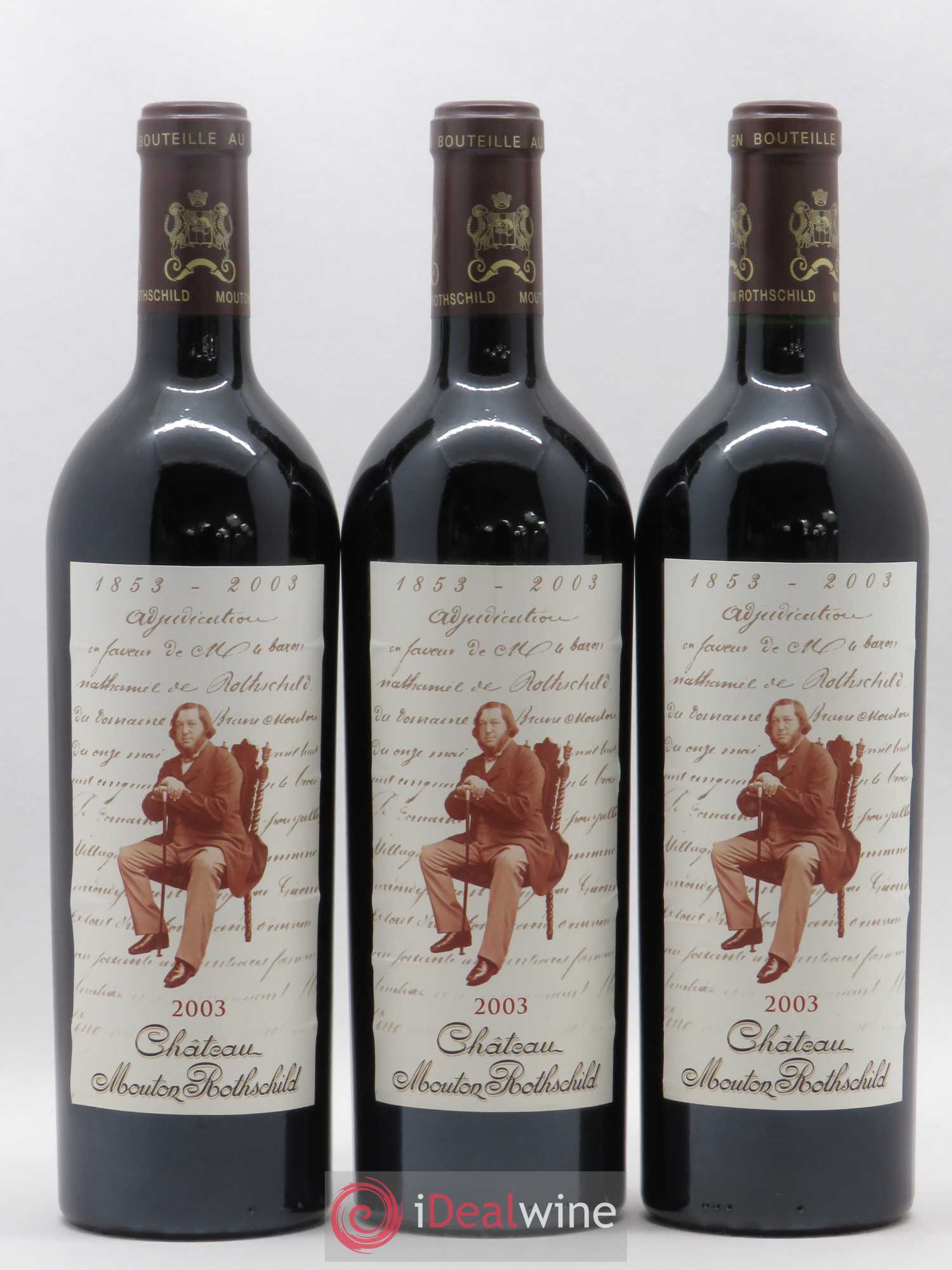 Château Mouton Rothschild 1er Grand Cru Classé 2003 - Lot de 3 bouteilles - 0