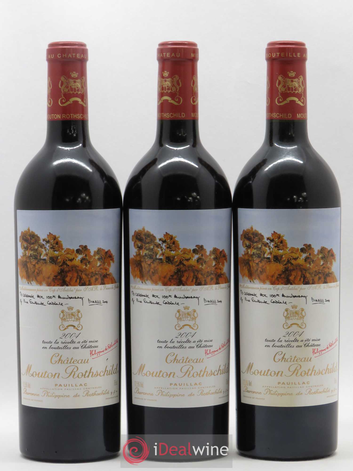 Château Mouton Rothschild 1er Grand Cru Classé 2004 - Lot de 3 bouteilles - 0