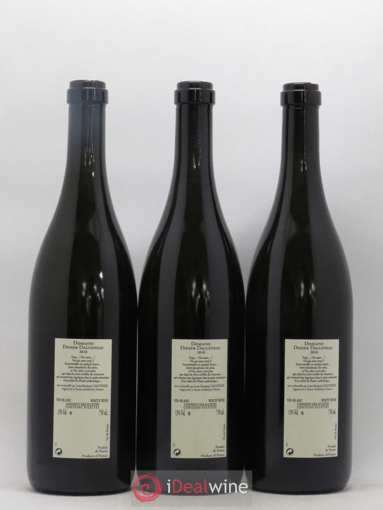 Pouilly-Fumé Blanc Fumé de Pouilly Dagueneau (Domaine Didier - Louis-Benjamin) Blanc etc  2018 - Lot de 3 bouteilles - 1