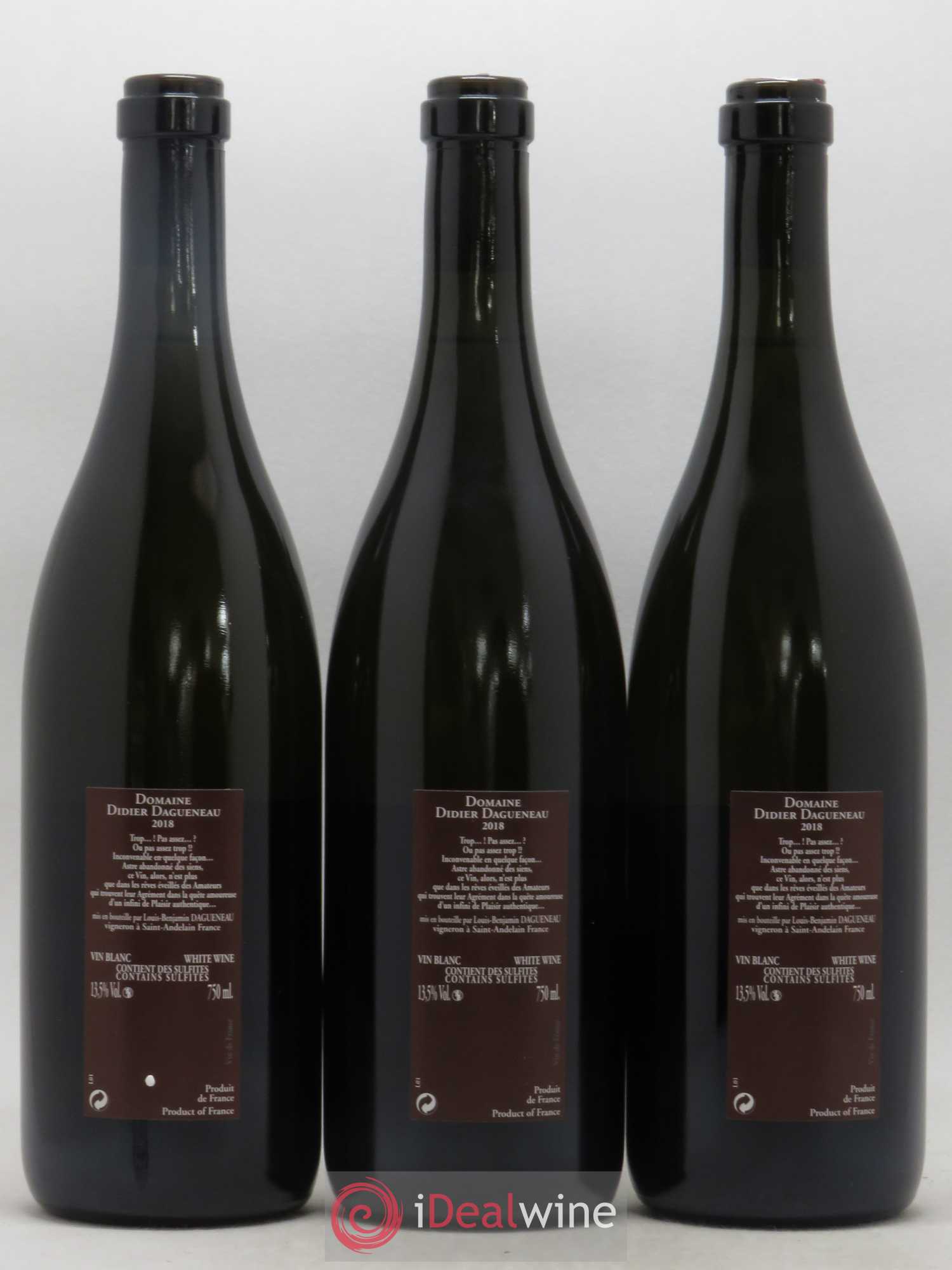 Vin de France (anciennement Pouilly-Fumé) Pur Sang Dagueneau (Domaine Didier - Louis-Benjamin) 2018 - Lot de 3 bouteilles - 1