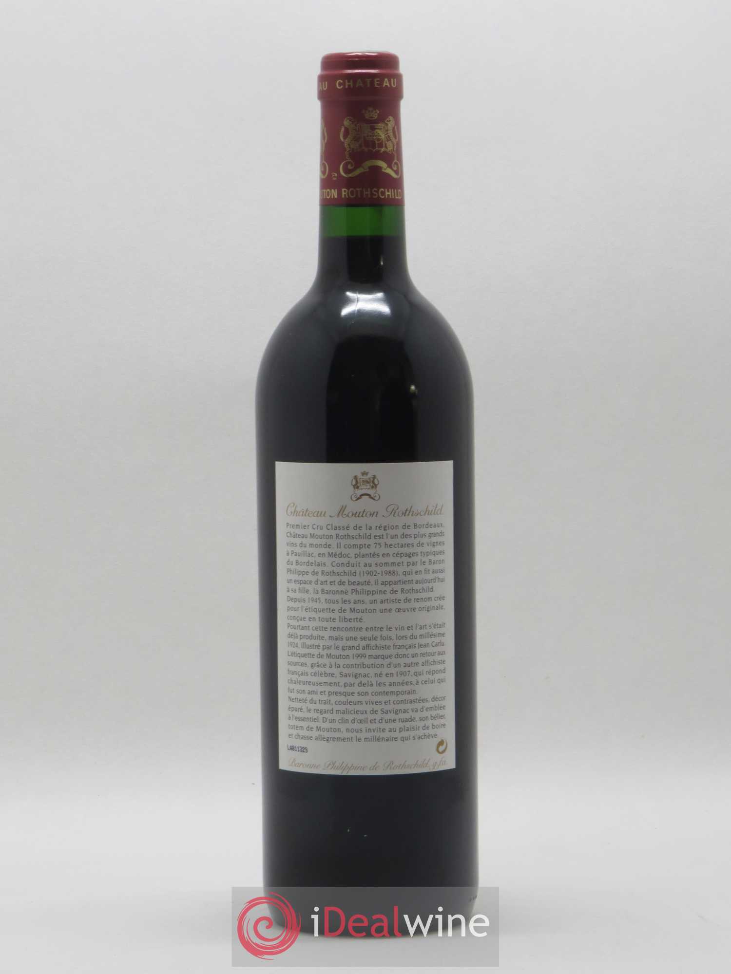 Château Mouton Rothschild 1er Grand Cru Classé 1999 - Lot de 1 bouteille - 1