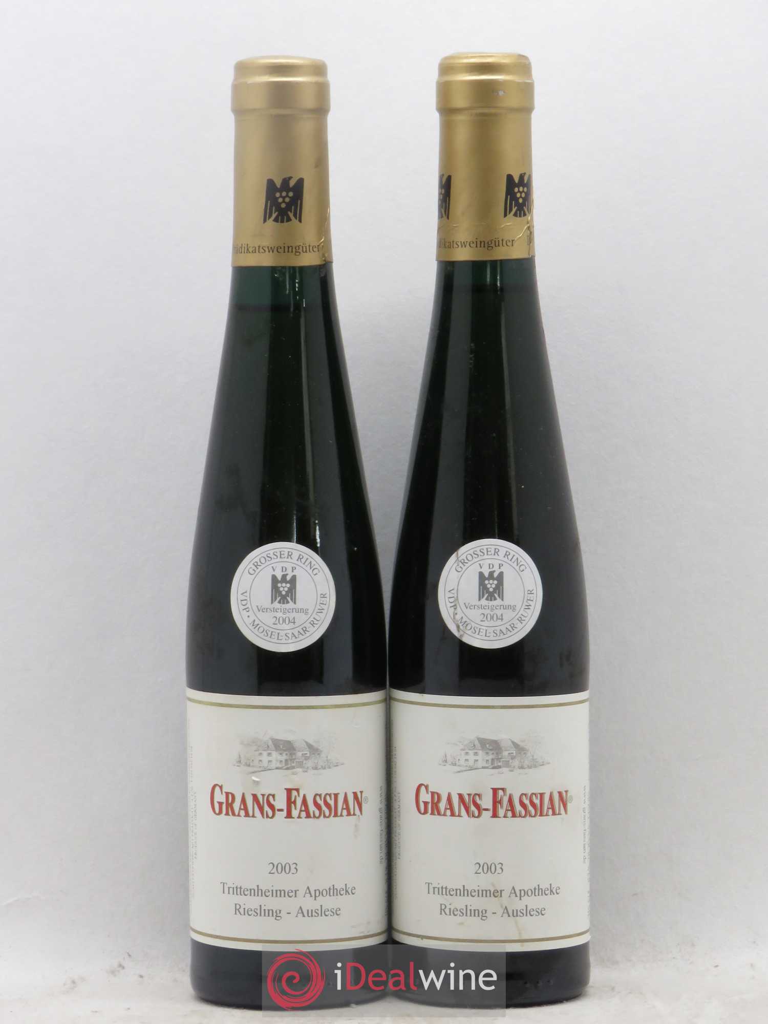 Allemagne Mosel-Saar Grans Fassian Tritten Heimer Apotheke Riesling Auslese (sans prix de réserve) 2003 - Posten von 2 Demi-Flaschen - 0