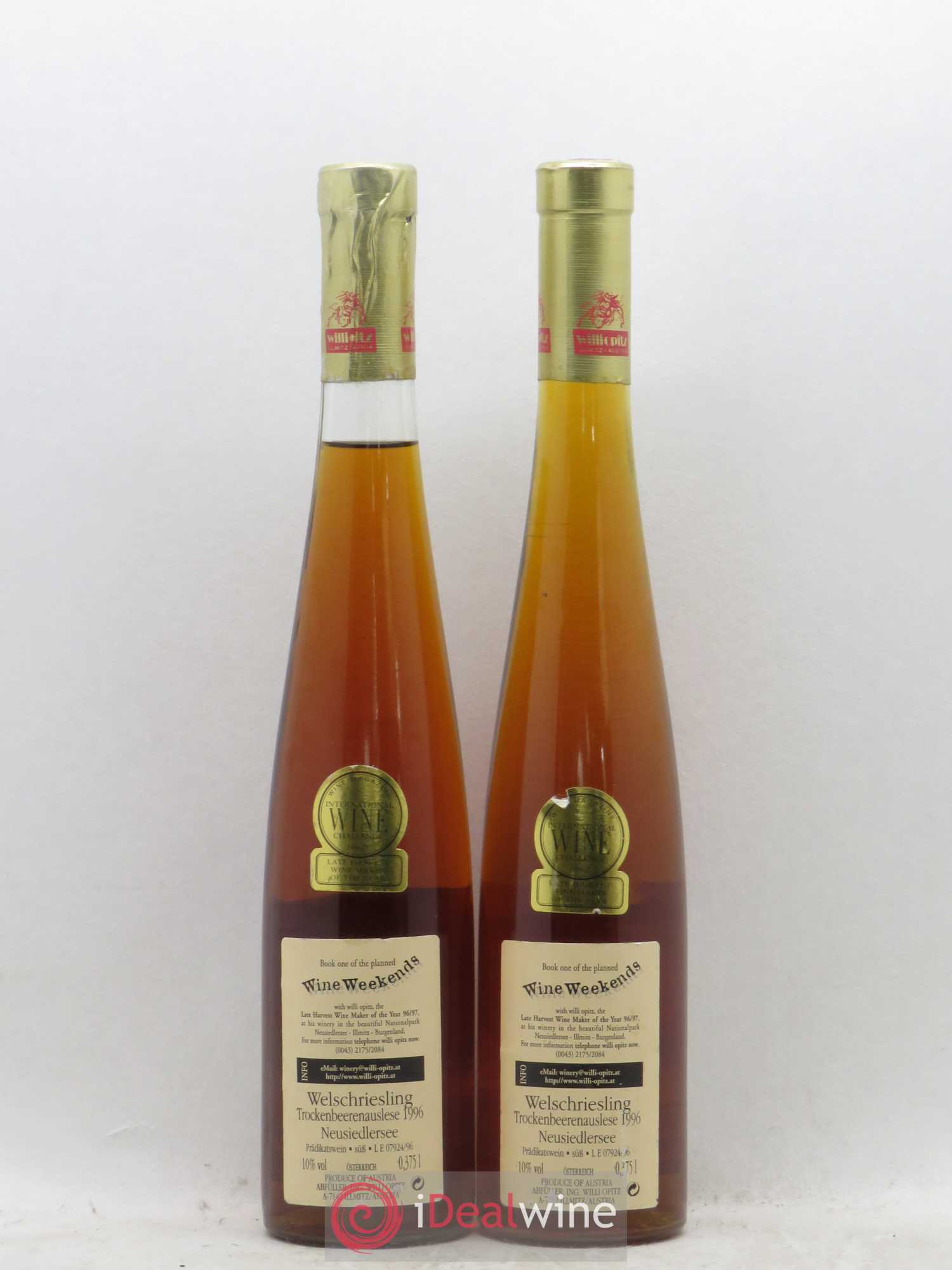Autriche Riesling Trockenbeerenauslese Willi Opitz Welsch (sans prix de réserve) 1996 - Posten von 2 Demi-Flaschen - 1