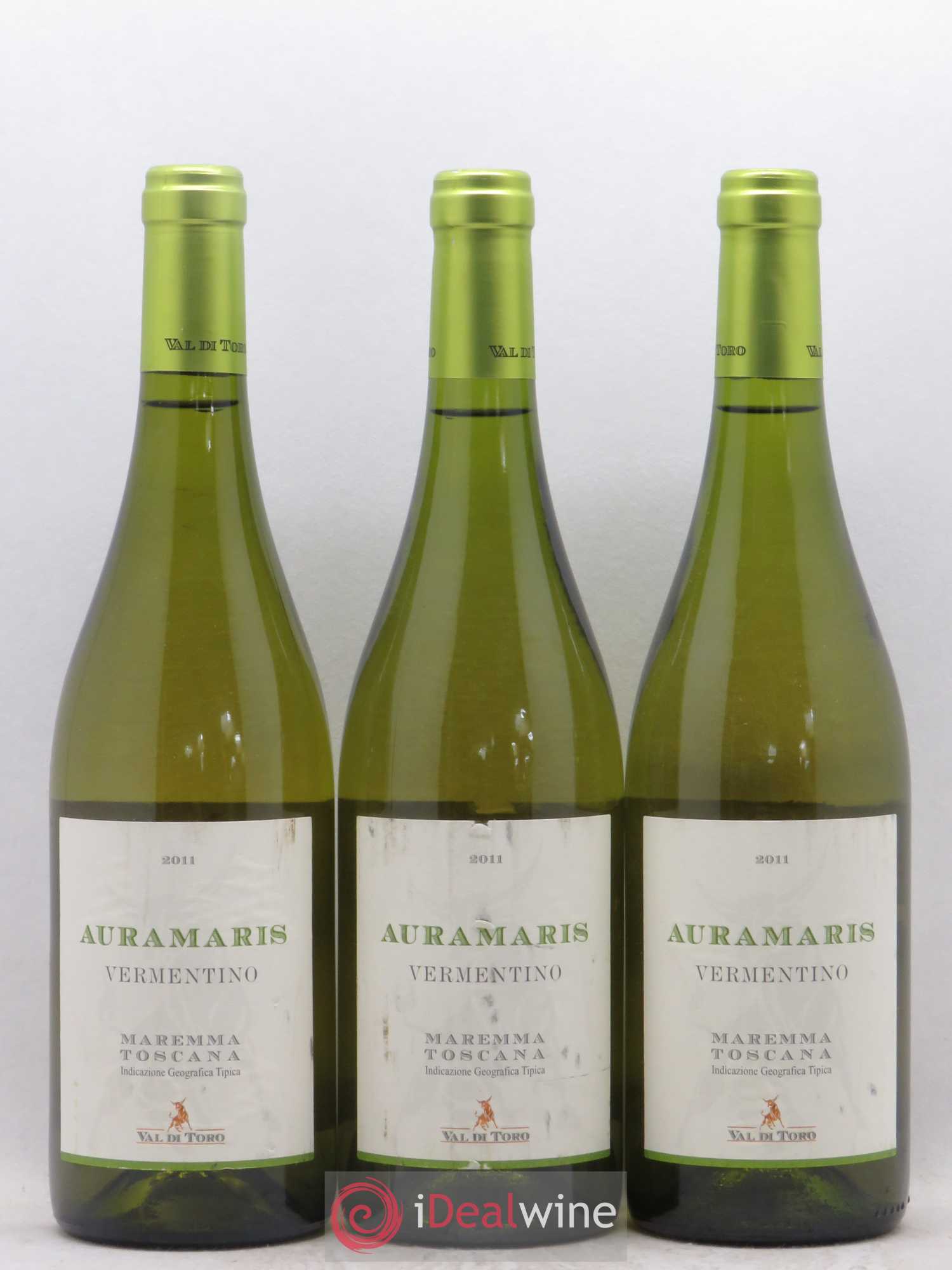 Italie Maremma Toscane Auramaris Vermentino Maremma Val Di Torno (sans prix de réserve) 2011 - Posten von 3 Flaschen - 0