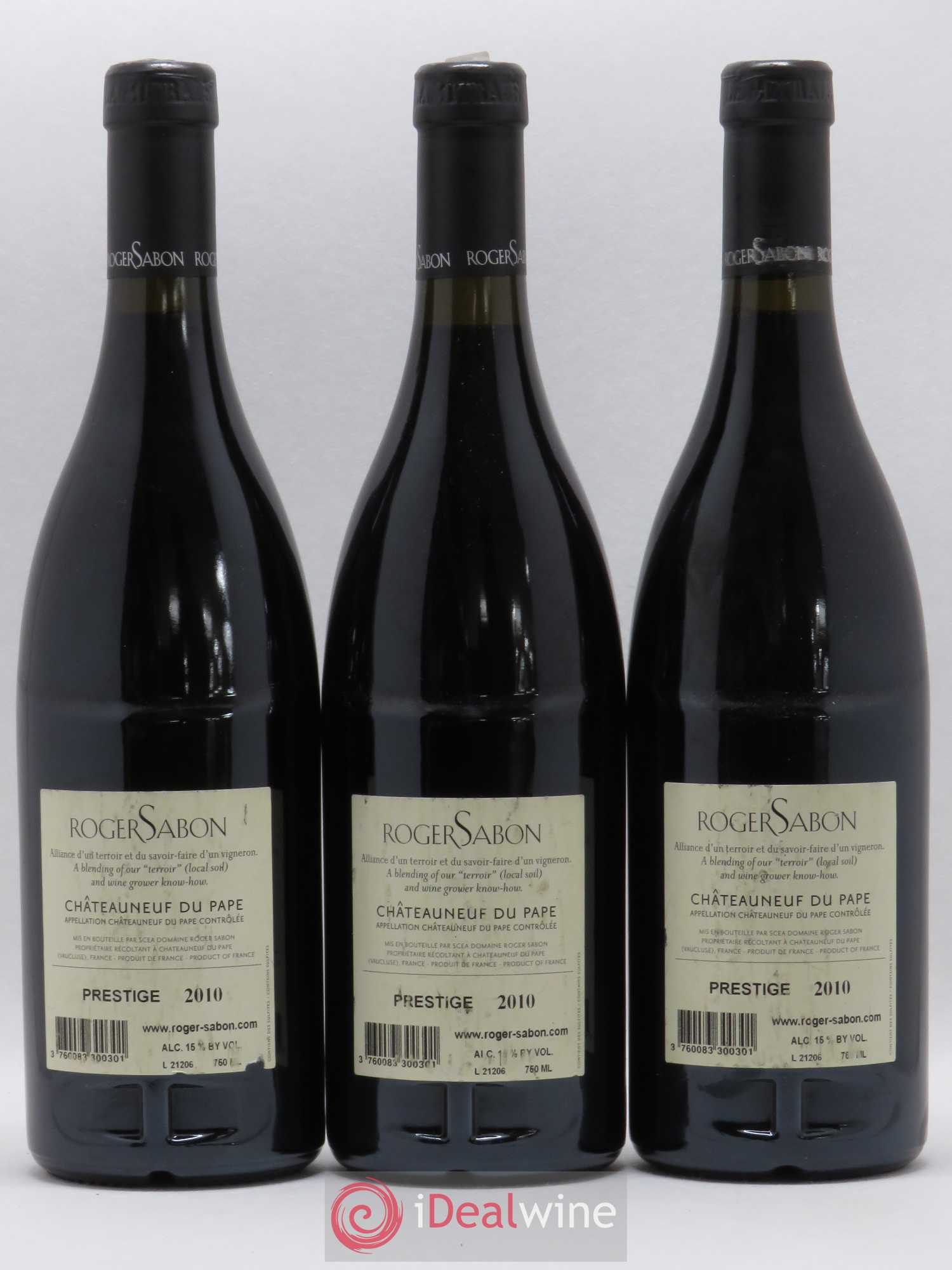Châteauneuf-du-Pape Cuvée Prestige Roger Sabon (Domaine)  (sans prix de réserve) 2010 - Lot de 3 bouteilles - 1