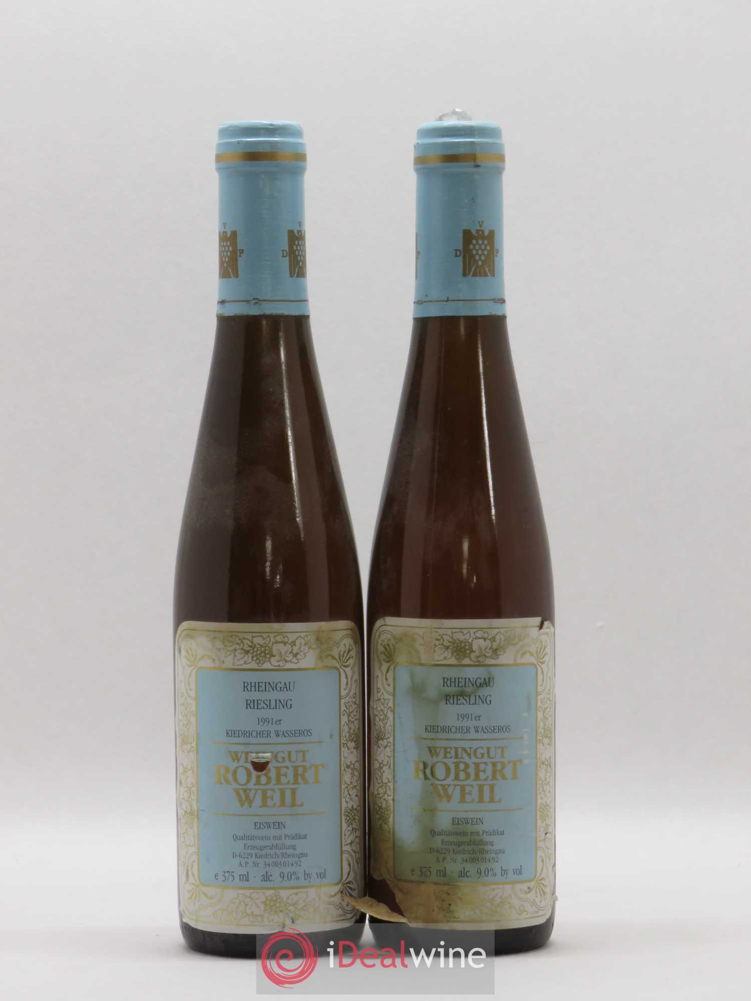 Riesling-Eiswein Weingut Robert Weil Kiedricher Wasseros (sans prix de réserve) 1991 - Posten von 2 Demi-Flaschen - 0
