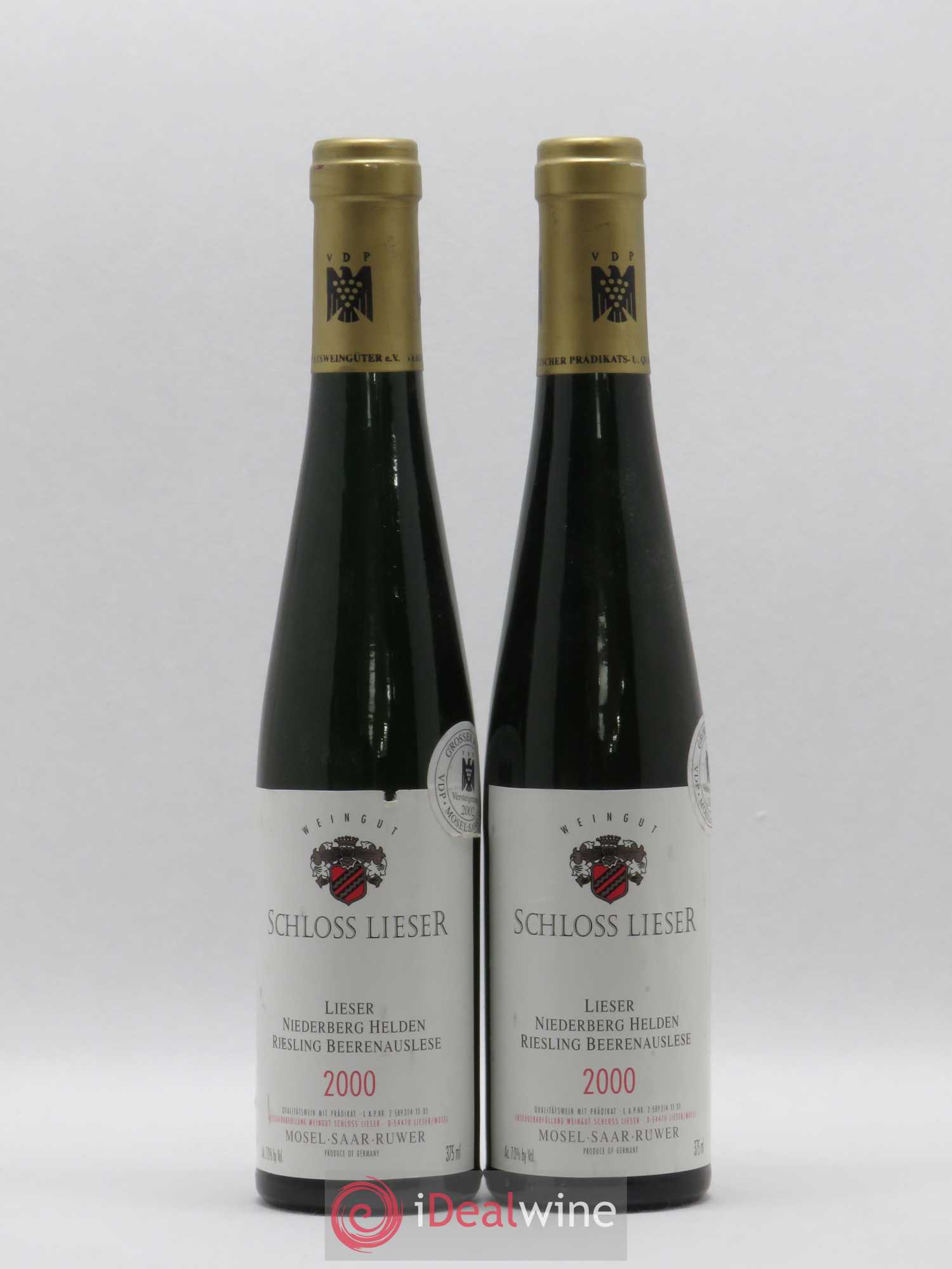 Riesling Beerenauslese Schloss Lieser Niederberg Helden Goldkapsel 2000 - Posten von 2 Demi-Flaschen - 0