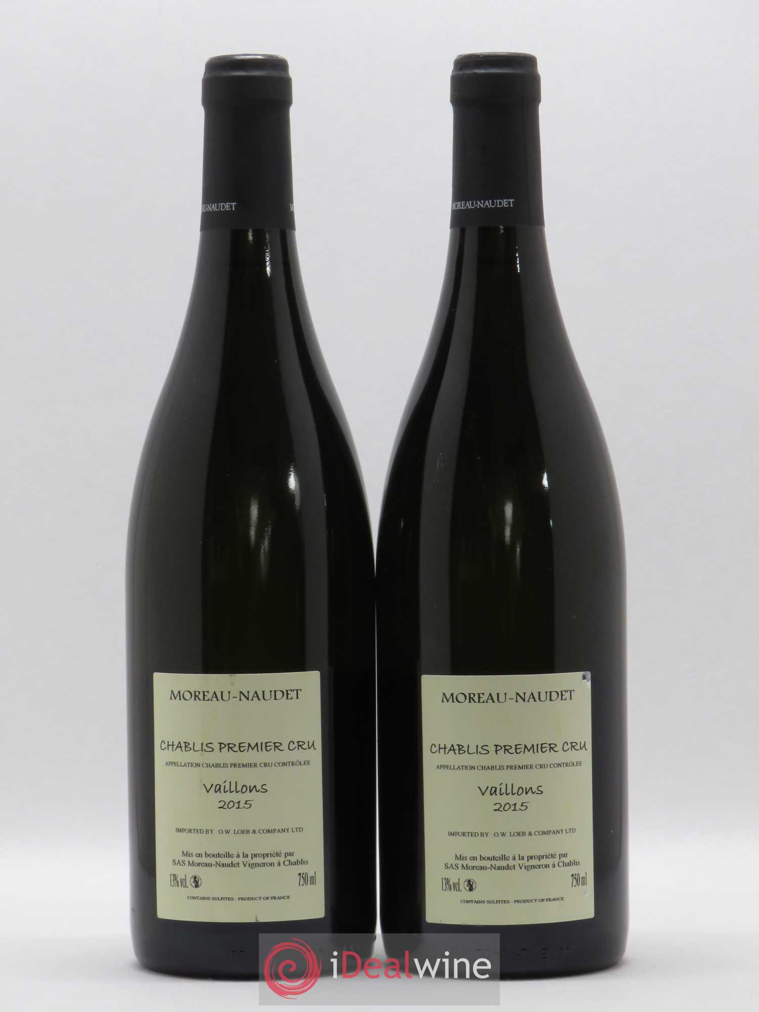 Chablis 1er Cru Vaillons Moreau Naudet (sans prix de réserve) 2015 - Posten von 2 Flaschen - 1