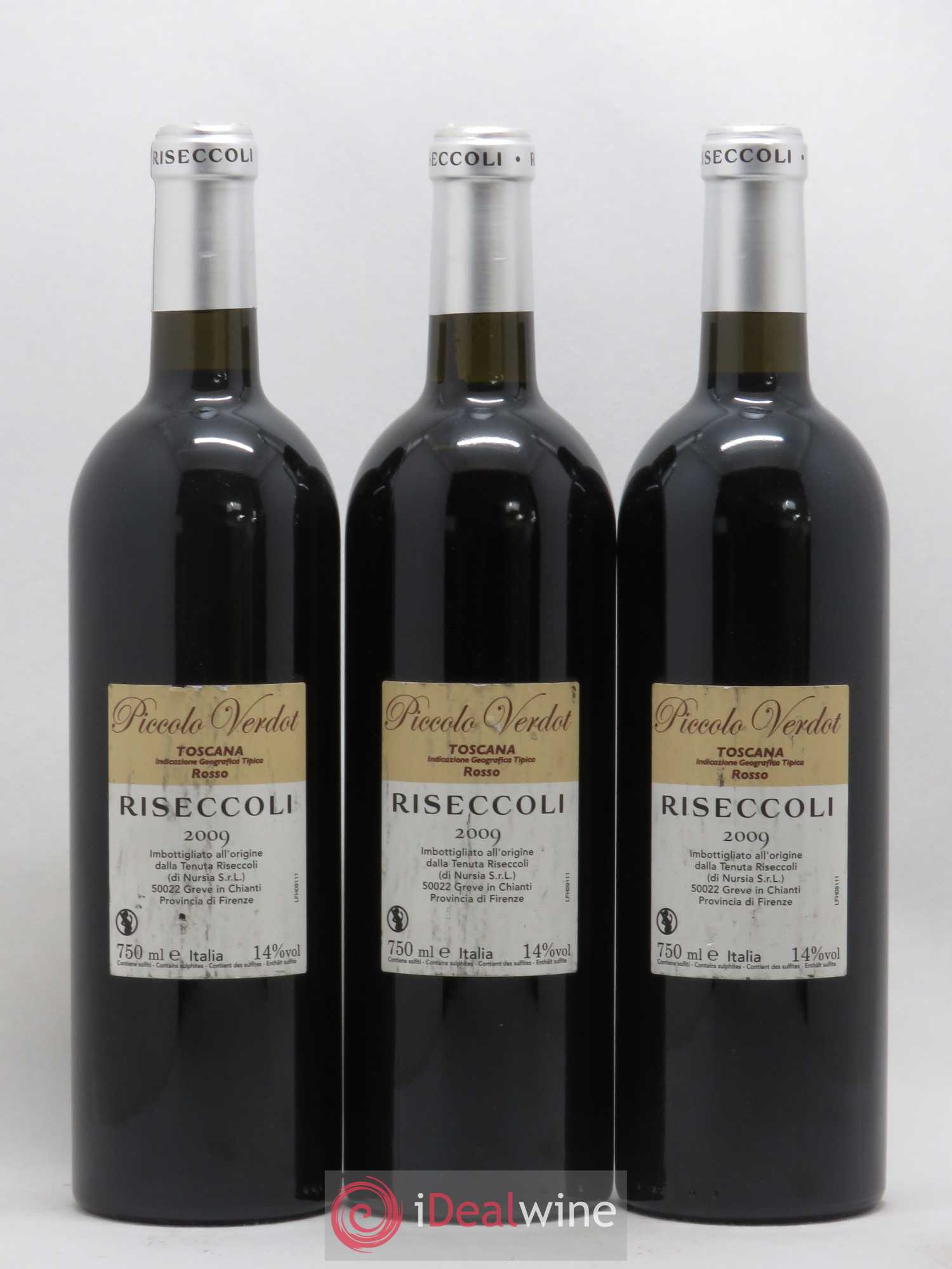 Toscana IGT Riseccoli Piccolo Verdot (sans prix de réserve) 2009 - Lot de 3 bouteilles - 1