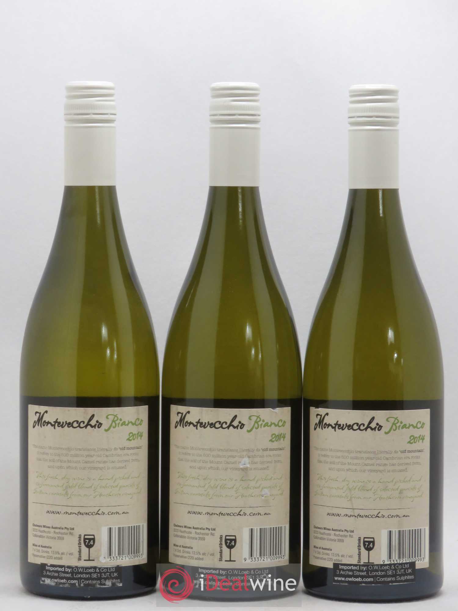 Australie Heathcote Victoria Chalmers Montevecchio Bianco (sans prix de réserve) 2014 - Posten von 3 Flaschen - 1