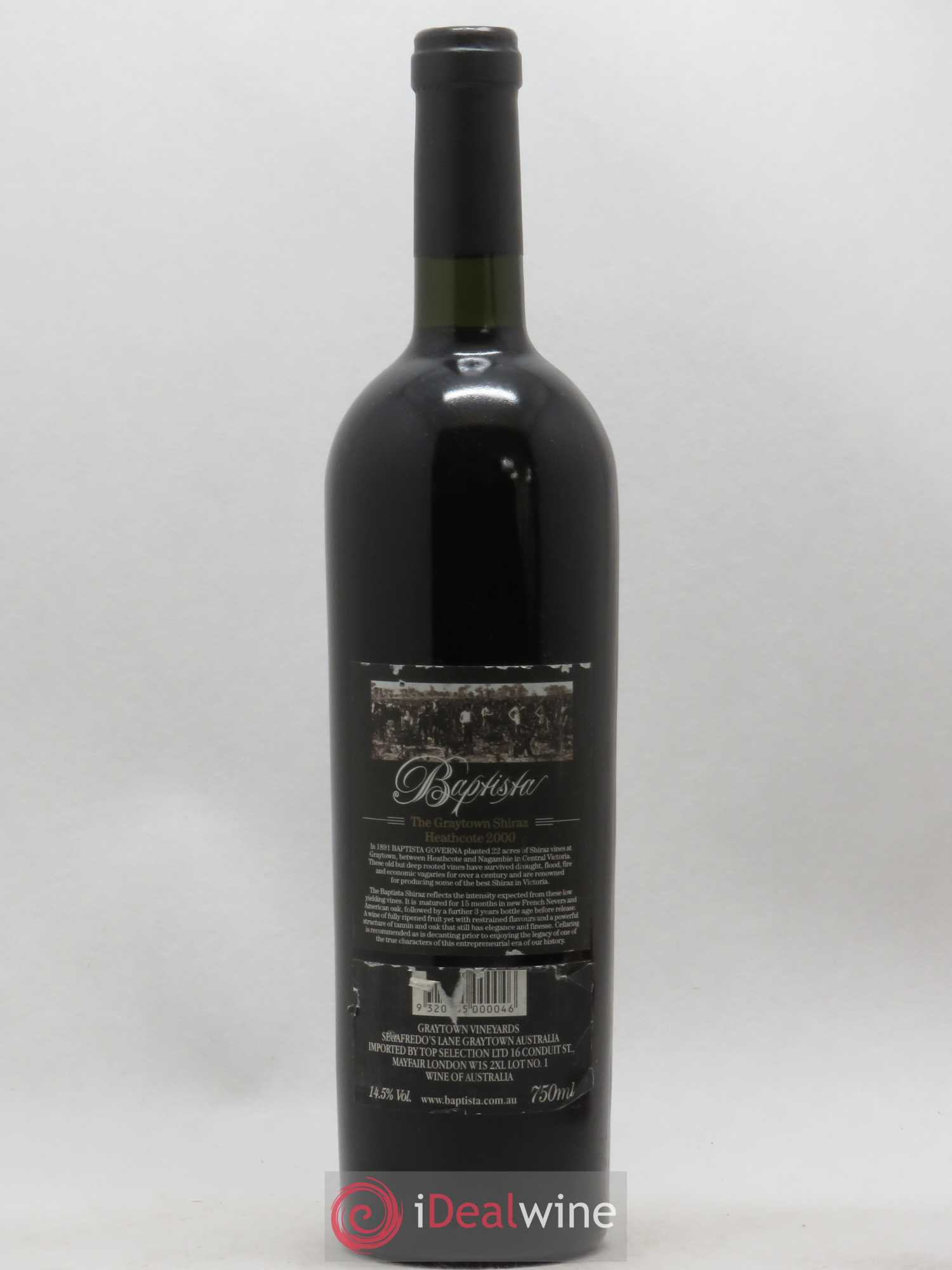 Australie Baptista Heathcote Shiraz (sans prix de réserve) 2000 - Posten von 1 Flasche - 1