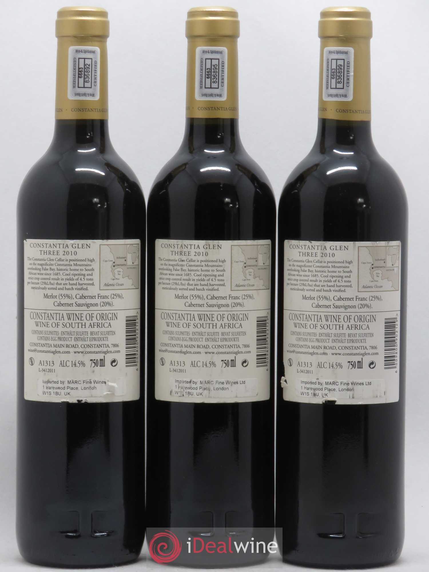Afrique du Sud Constantia Glen Three (sans prix de réserve) 2010 - Posten von 3 Flaschen - 1