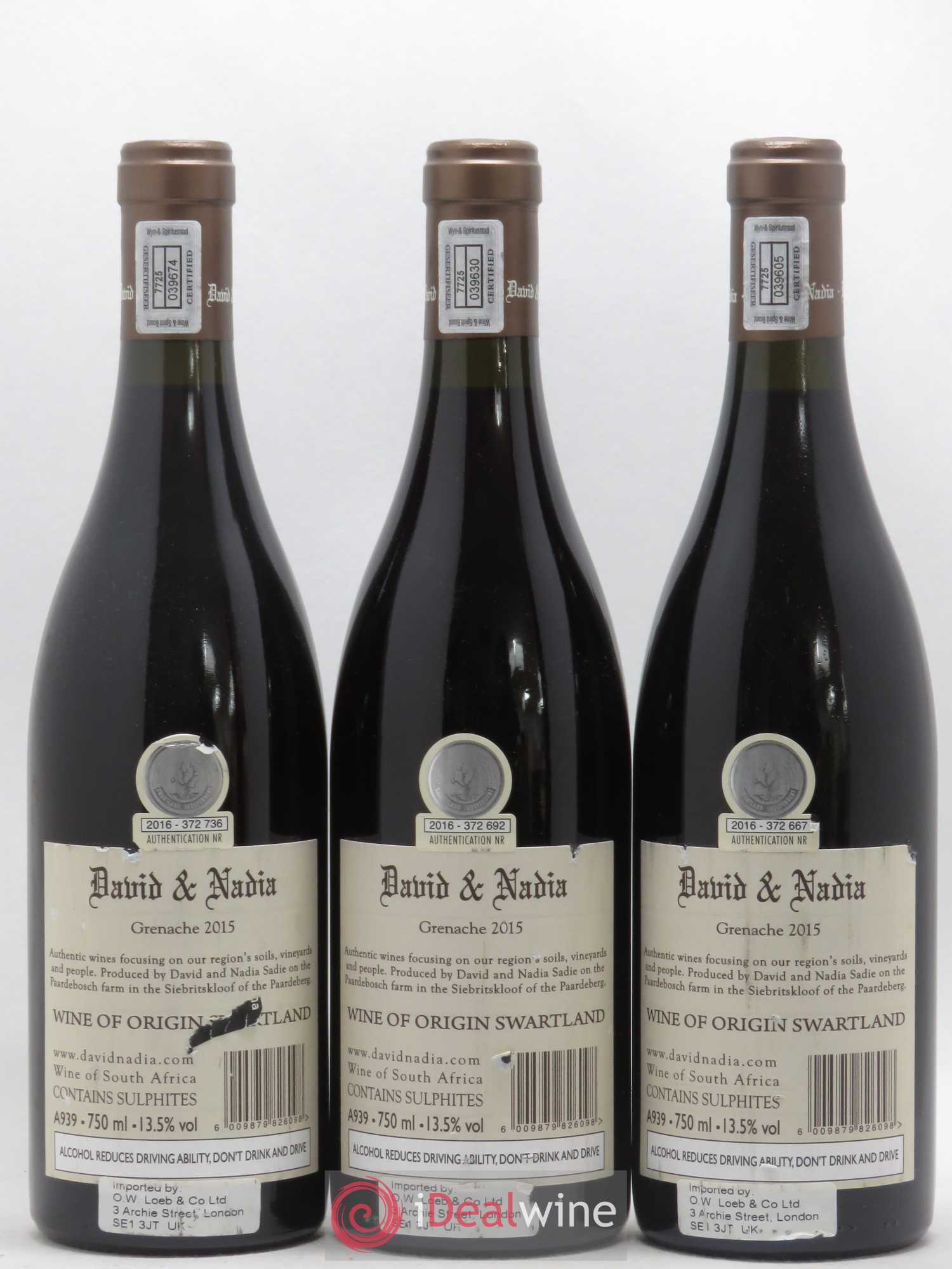 Afrique du Sud Swartland David and Nadia Sadie Grenache 2015 - Posten von 3 Flaschen - 1