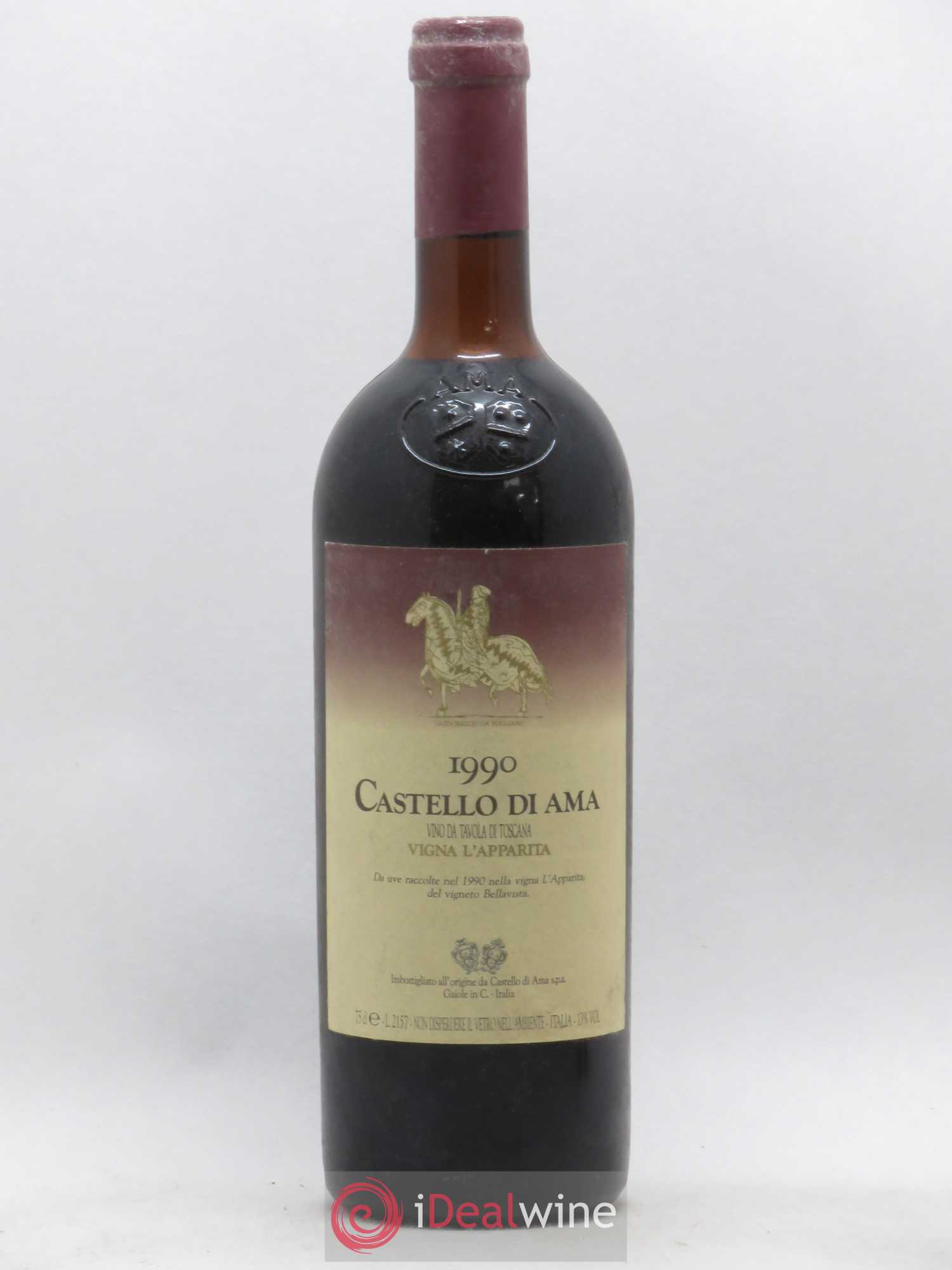 Italie Vino da Tavola Di Toscana Castello Di Ama Vigna l'Apparita (sans prix de réserve) 1990 - Posten von 1 Flasche - 0