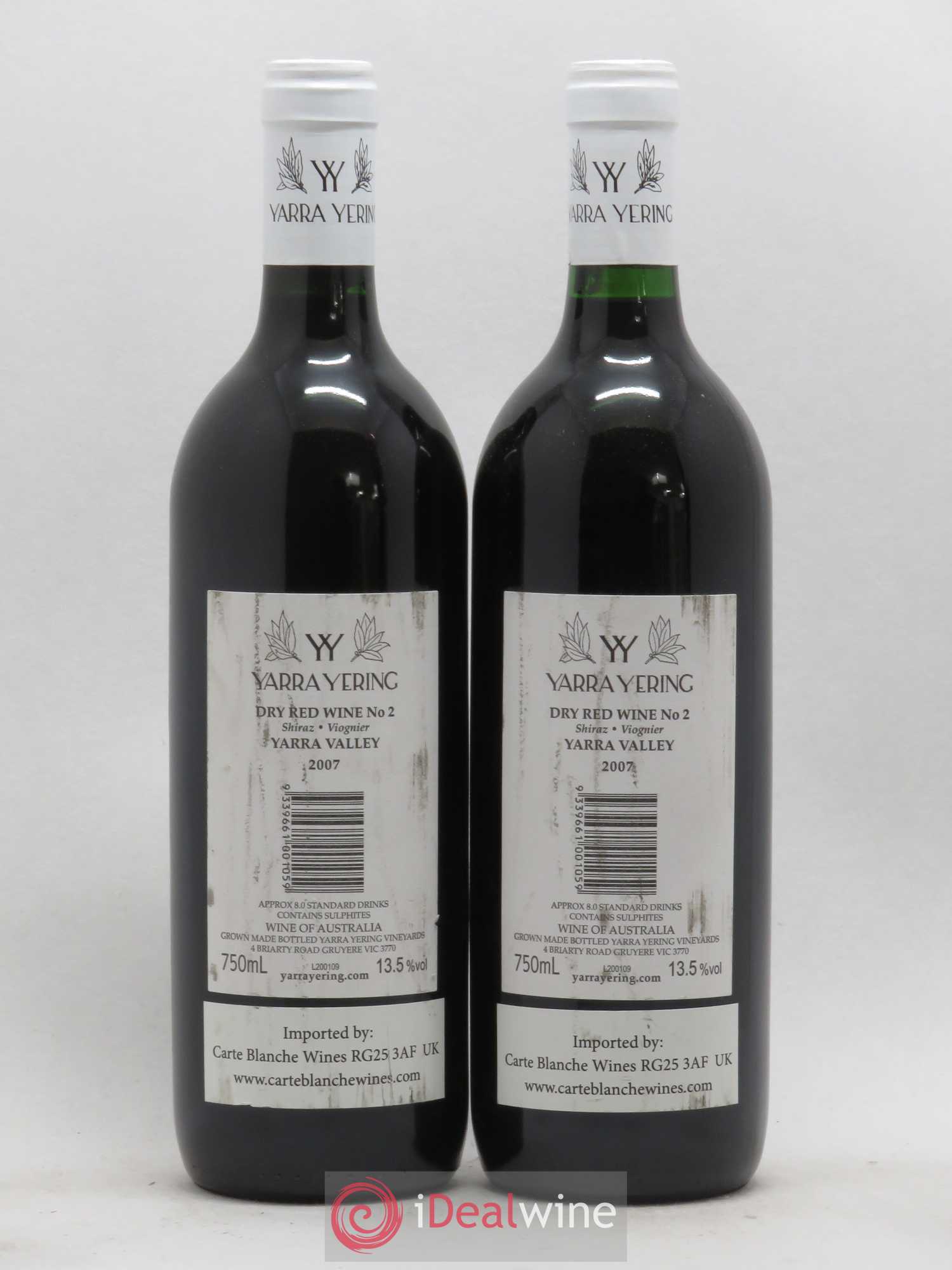 Australie Yarra Yering Dry Red No 2 Yarra Valley (sans prix de réserve) 2007 - Posten von 2 Flaschen - 1