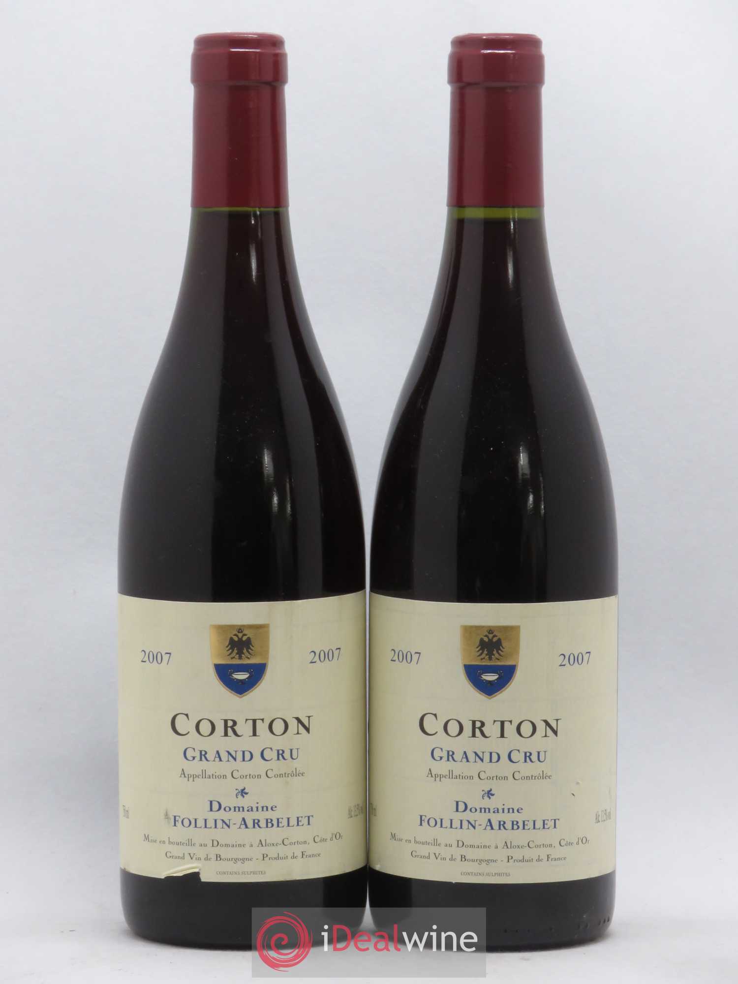 Corton Grand Cru Follin-Arbelet (Domaine) (sans prix de réserve) 2007 - Lot de 2 bouteilles - 0