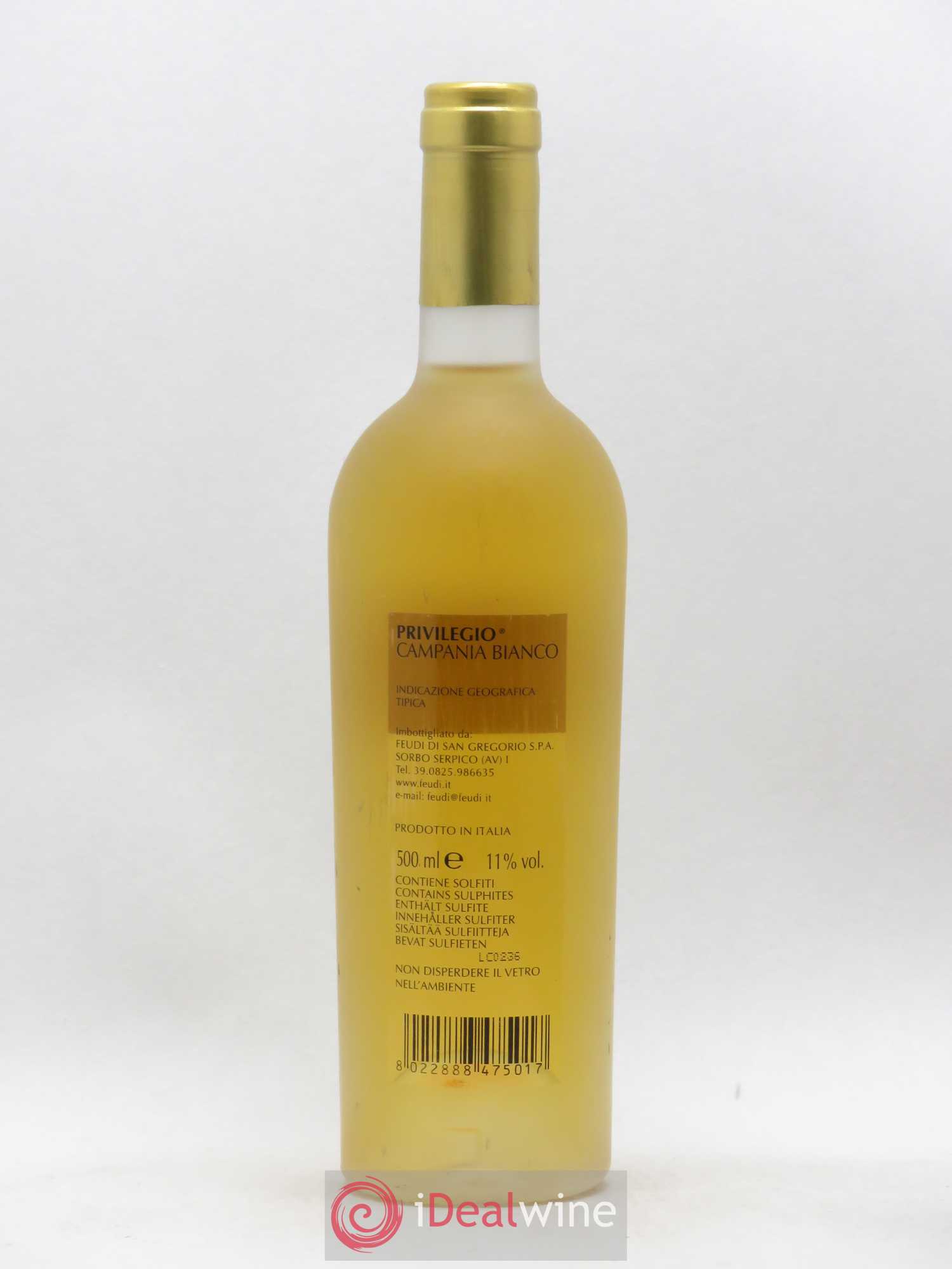 Italie Privilegio Campania Bianco Feudi Di San Gregorio 50 Cl (sans prix de réserve) 2004 - Posten von 1 Flasche - 1