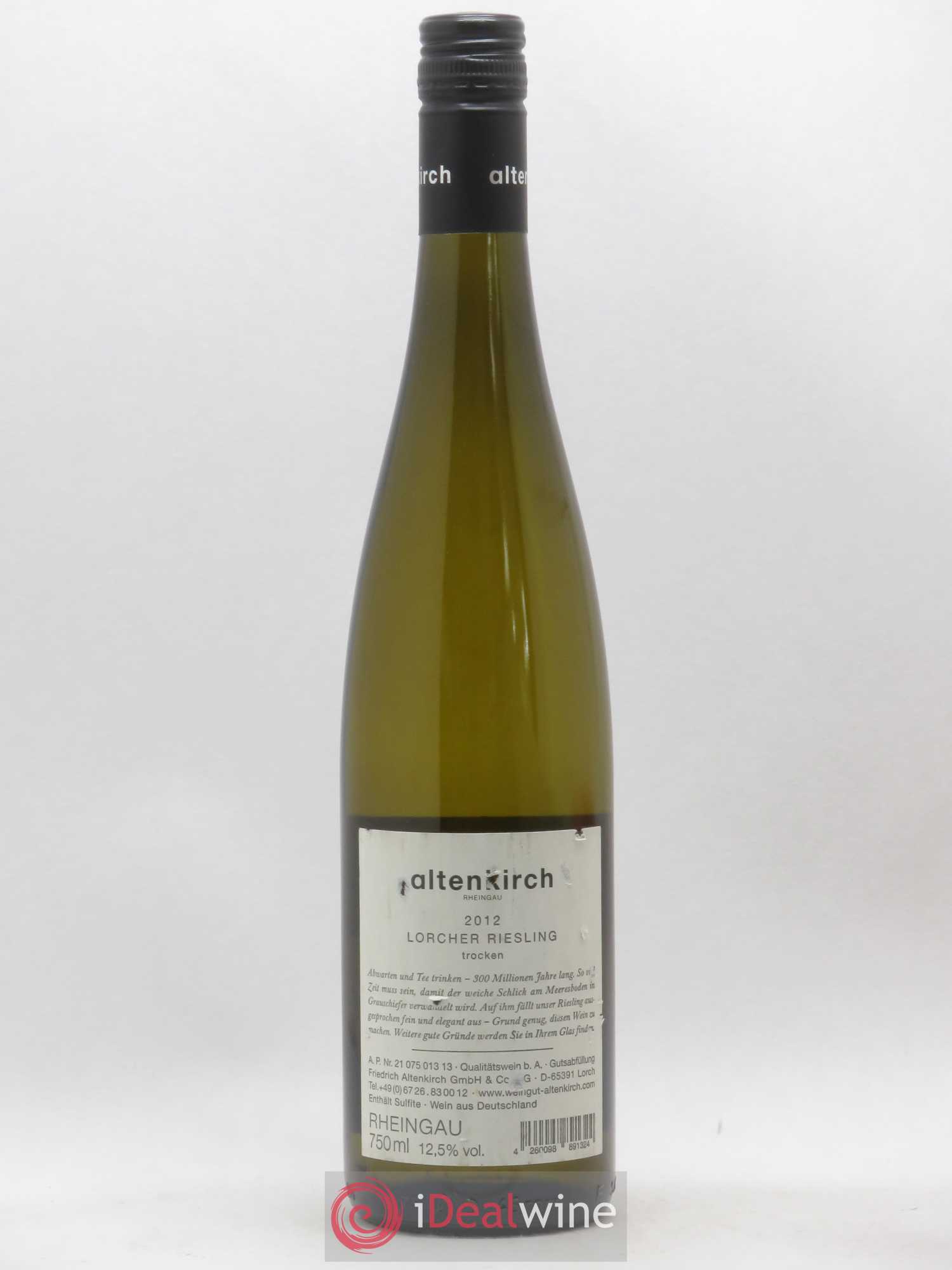 Riesling Altenkirch Lorcher Riesling Trocken Grauschiefer (sans prix de réserve) 2012 - Lot de 1 bouteille - 1