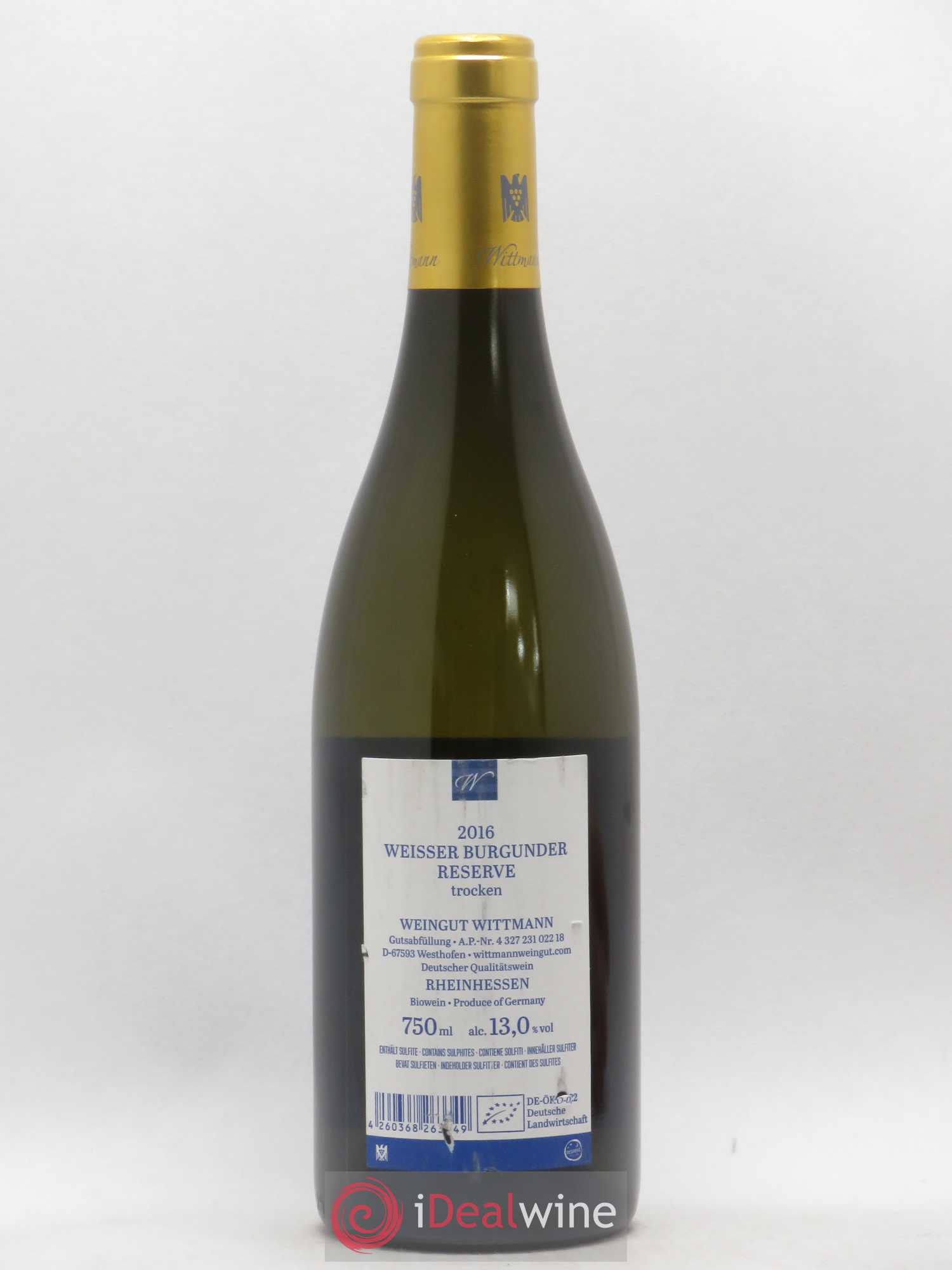 Allemagne Rheinhessen Wittmann Weisser burgunder (sans prix de réserve) 2016 - Posten von 1 Flasche - 1