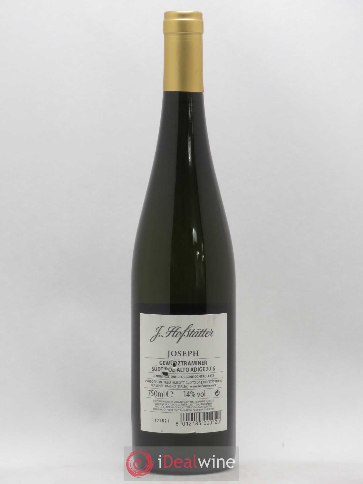 Italie DOC Sudtirol Alto Adige Hofstatter Gewurztraminer Kolbenhof Joseph (sans prix de réserve) 2016 - Posten von 1 Flasche - 1