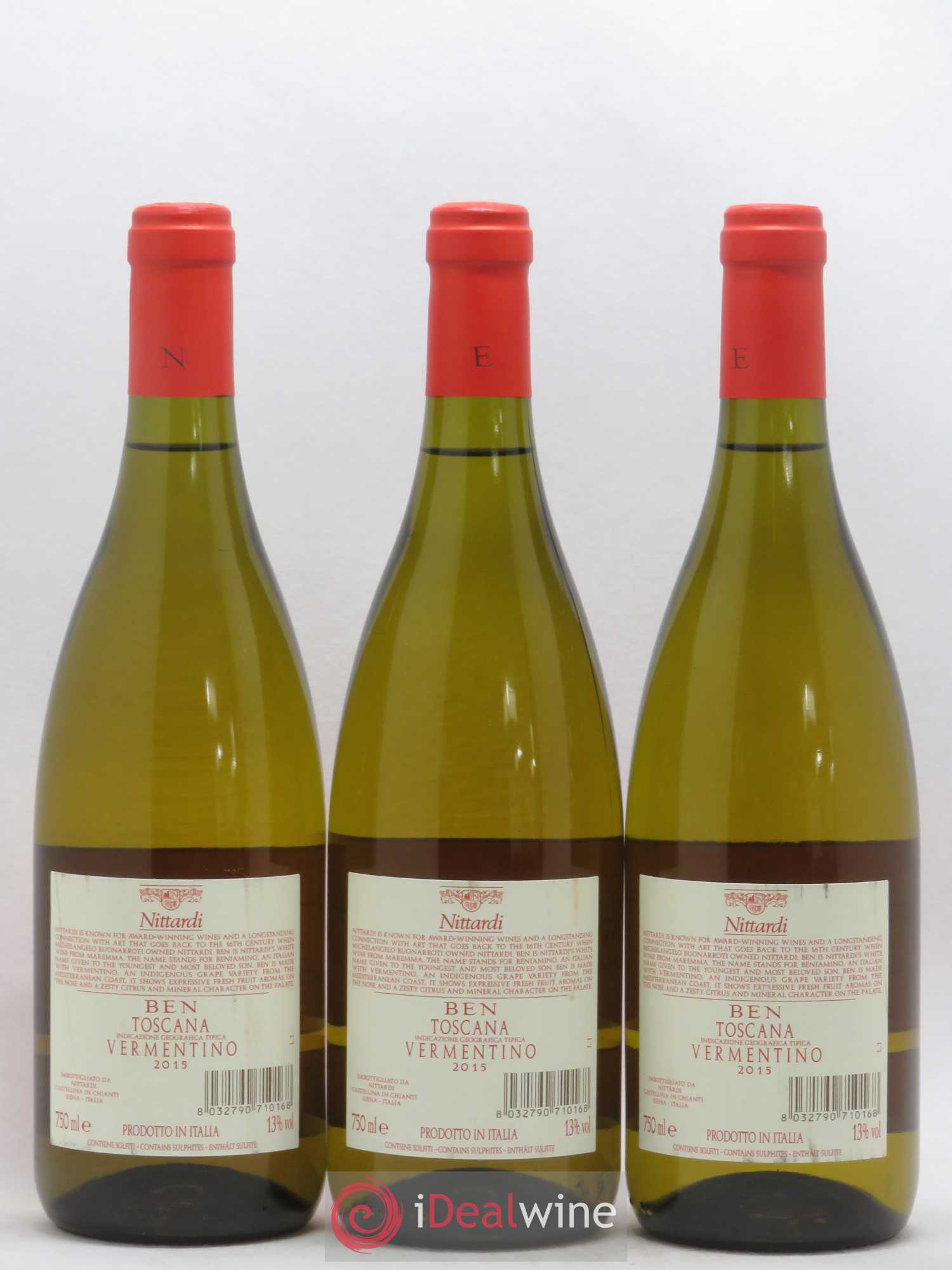 Italie Nittardi Vermentino IGT Ben Toscana (sans prix de réserve) 2015 - Lotto di 3 bottiglie - 1