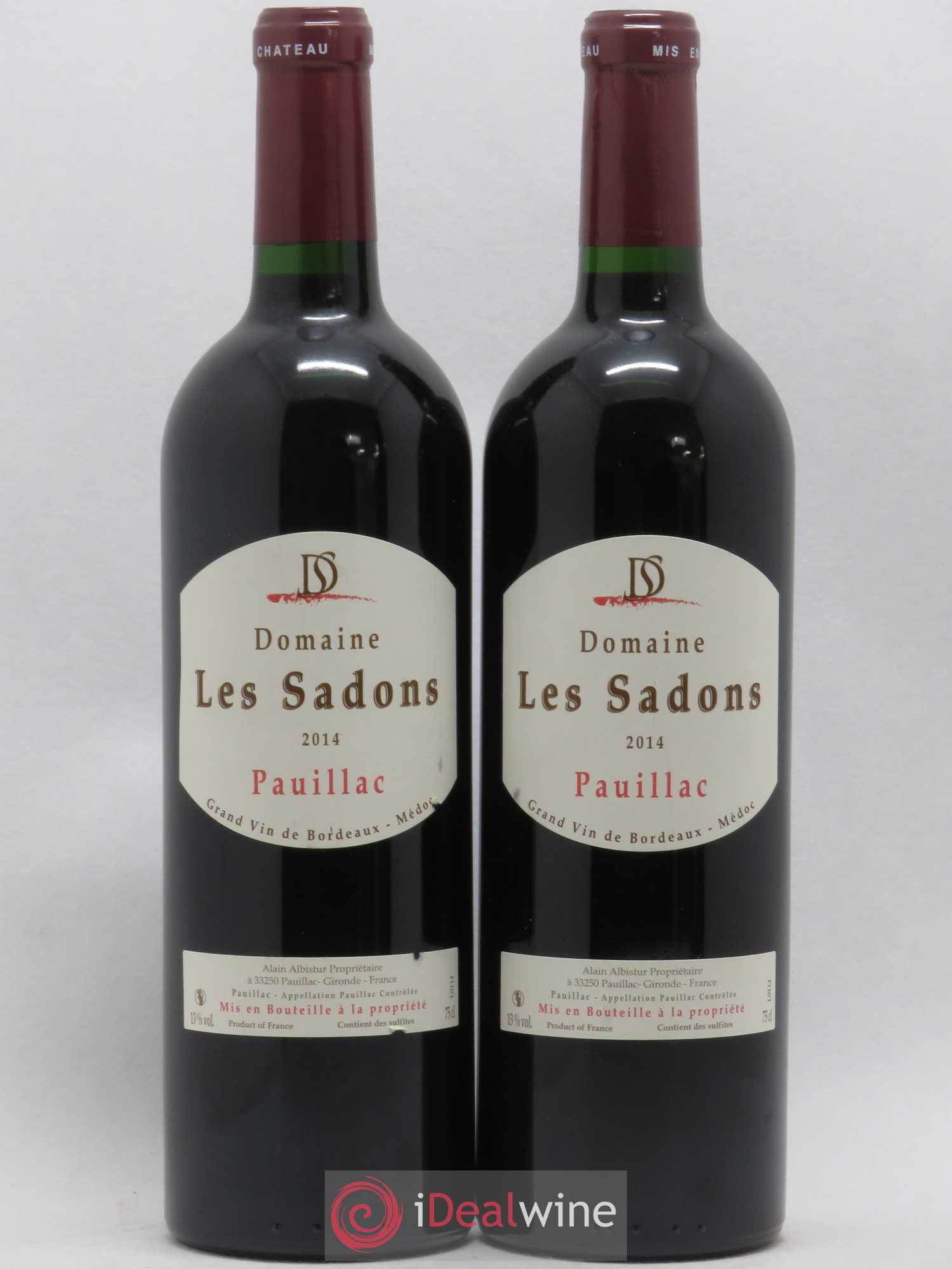 Pauillac Domaine Les Sadons (sans prix de réserve) 2014 - Posten von 2 Flaschen - 0
