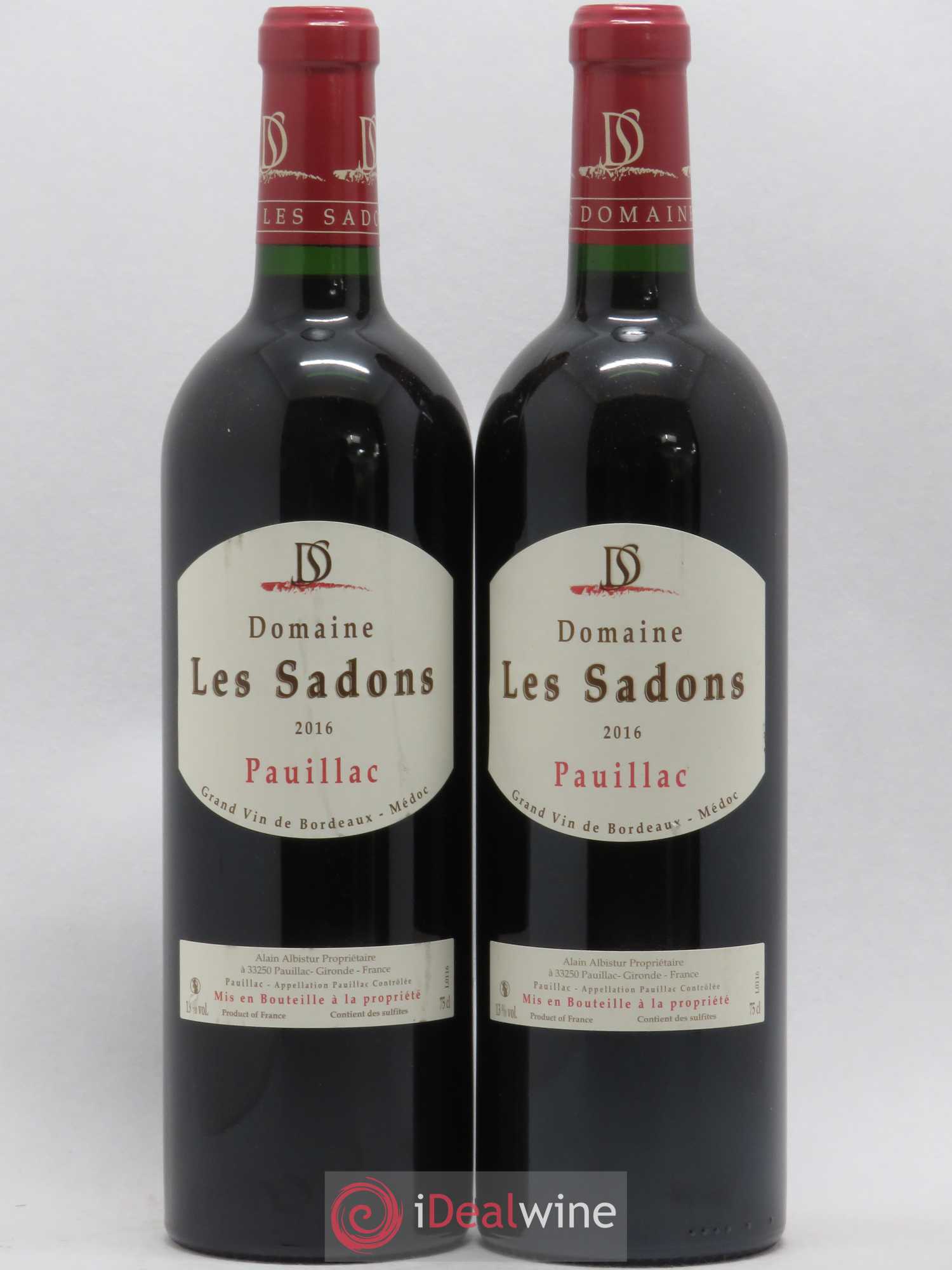 Pauillac Domaine Les Sadons (sans prix de réserve) 2016 - Posten von 5 Flaschen - 2