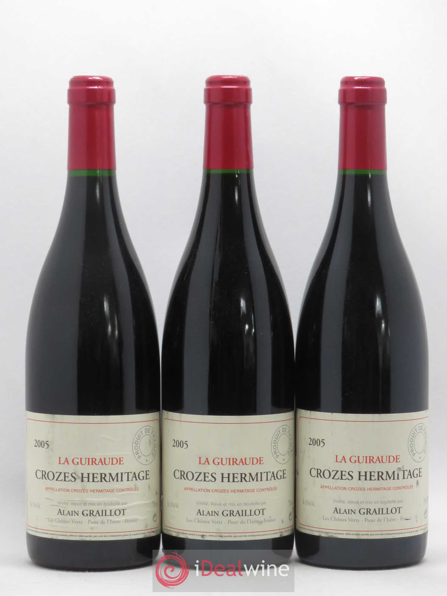 Crozes-Hermitage La Guiraude Domaine Graillot 2005 - Lotto di 3 bottiglie - 0