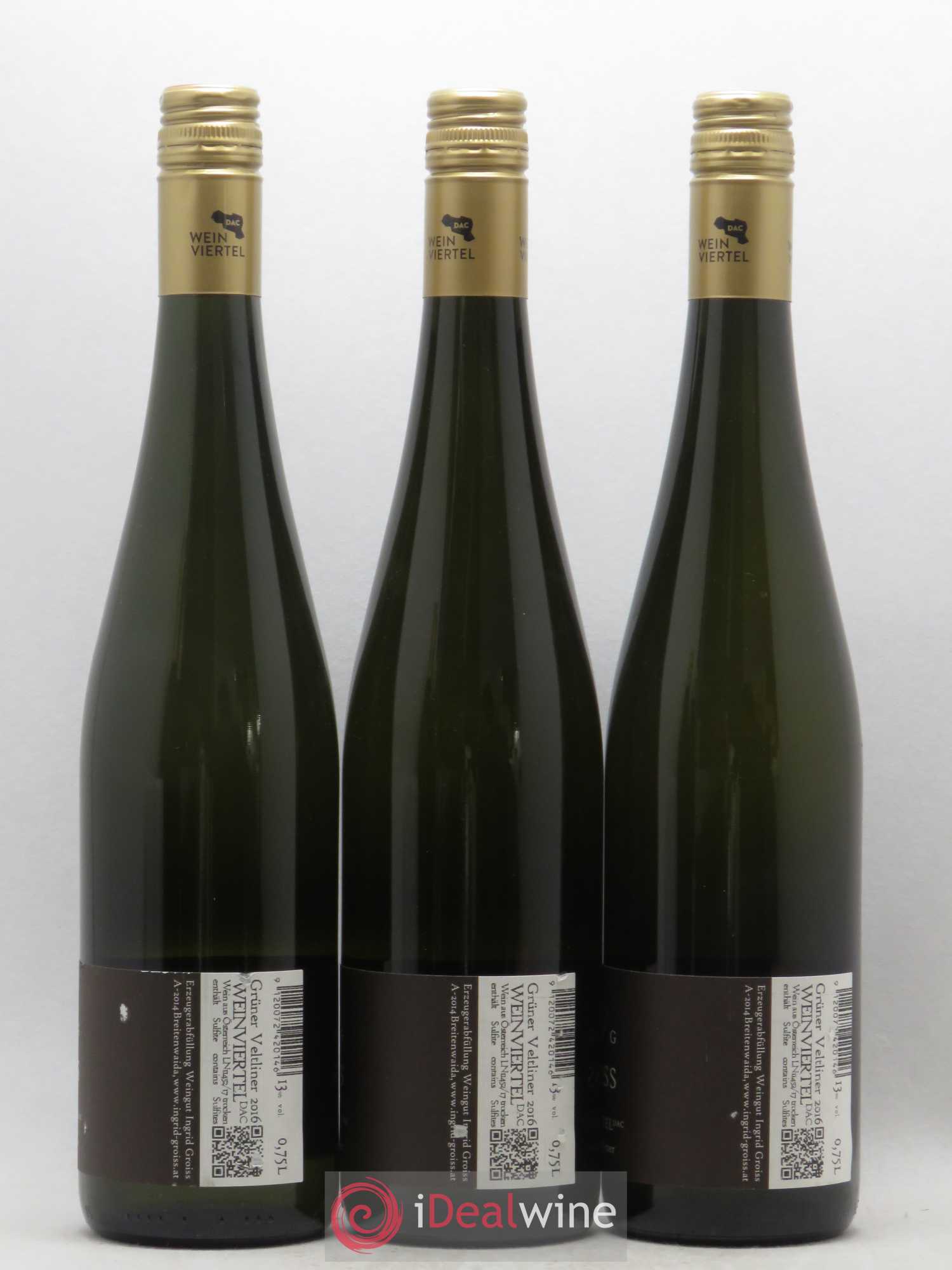 Autriche Weinviertel DAC Weingut Ingrid Groiss Gruner Veltliner screw caps (no reserve) 2016 - Lot of 5 bottles - 2