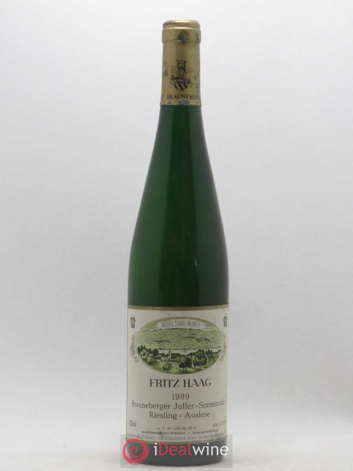 Riesling Fritz Haag Brauneberger Juffer Sonnenuhr Auslese Mosel Saar Ruwer (sans prix de réserve) 1989 - Posten von 1 Flasche - 0