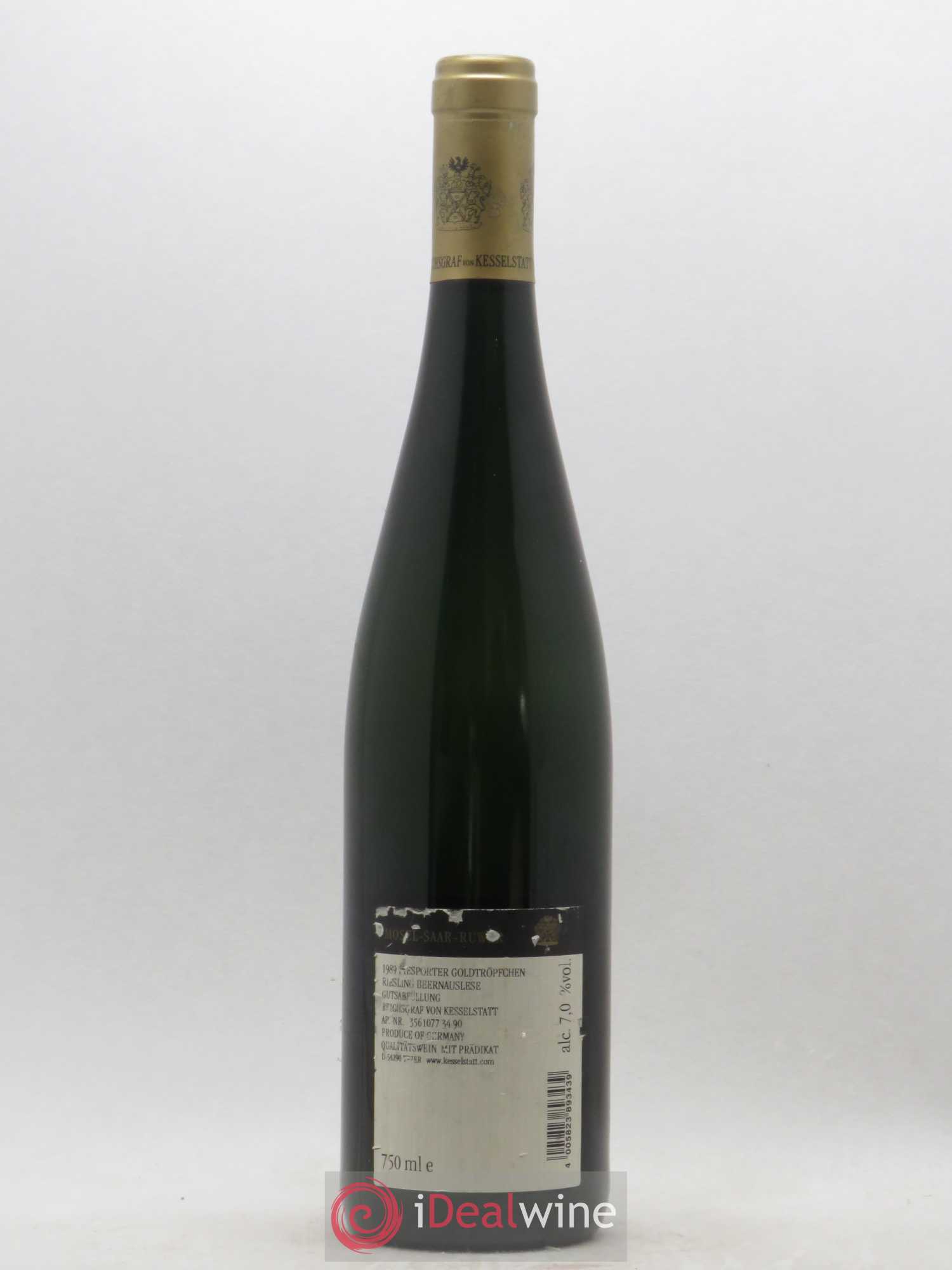 Riesling Mosel Saar Ruwer Reichsgraf von Kesselstatt Piesporter Goldtropfchen Riesling Beerenauslese 1989 - Posten von 1 Flasche - 1