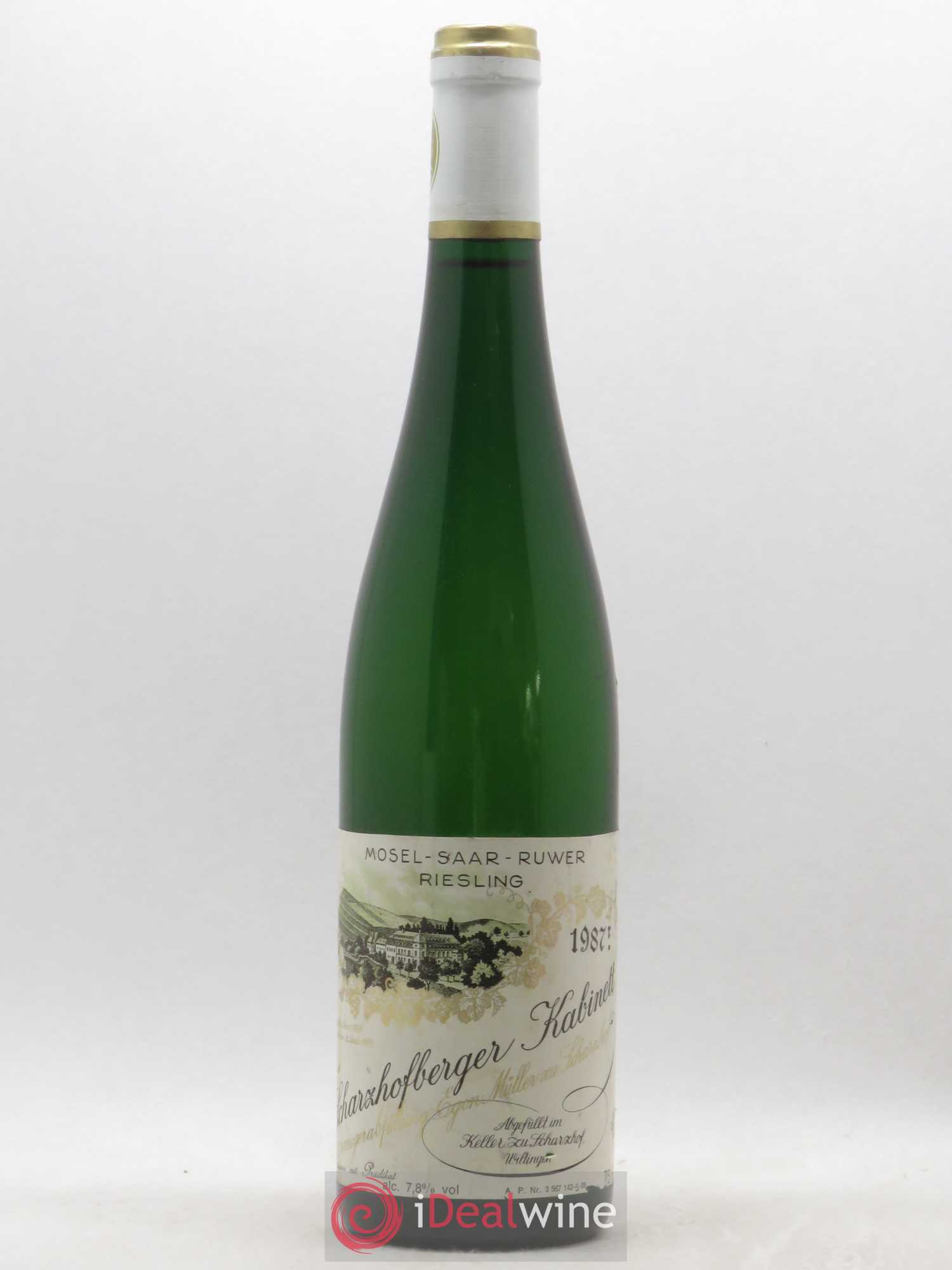 Riesling Scharzhofberger Kabinett Egon Muller Mosel Saar Ruwer (sans prix de réserve) 1987 - Posten von 1 Flasche - 0