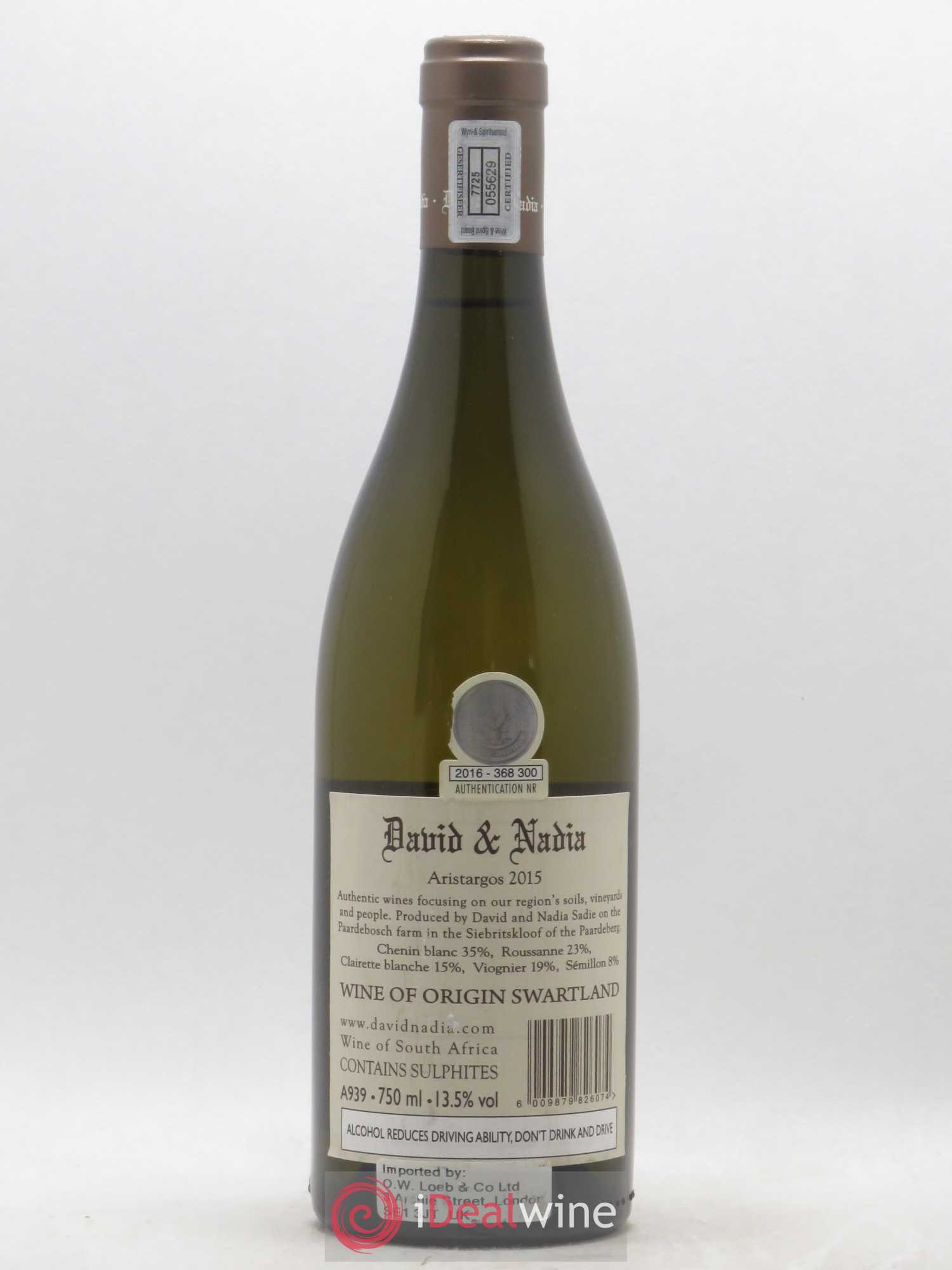 Afrique du Sud Swartland David et Nadia Aristargos (sans prix de réserve) 2015 - Posten von 1 Flasche - 1