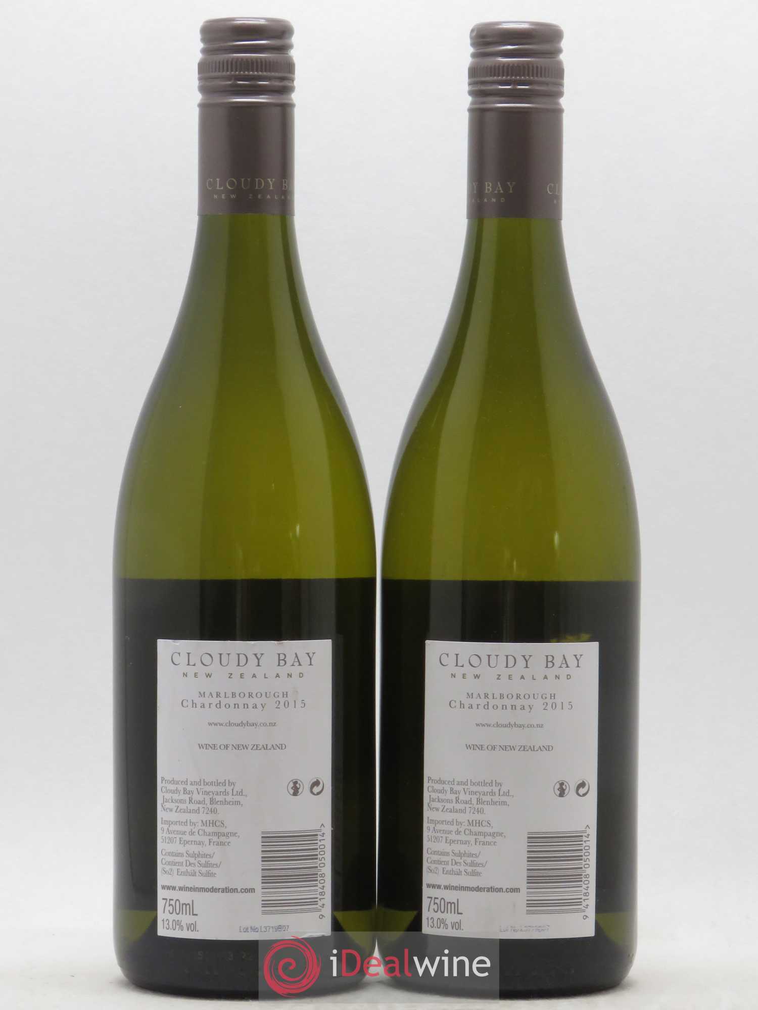 Nouvelle Zélande Cloudy Bay Chardonnay Marlborough (sans prix de réserve) 2015 - Posten von 2 Flaschen - 1