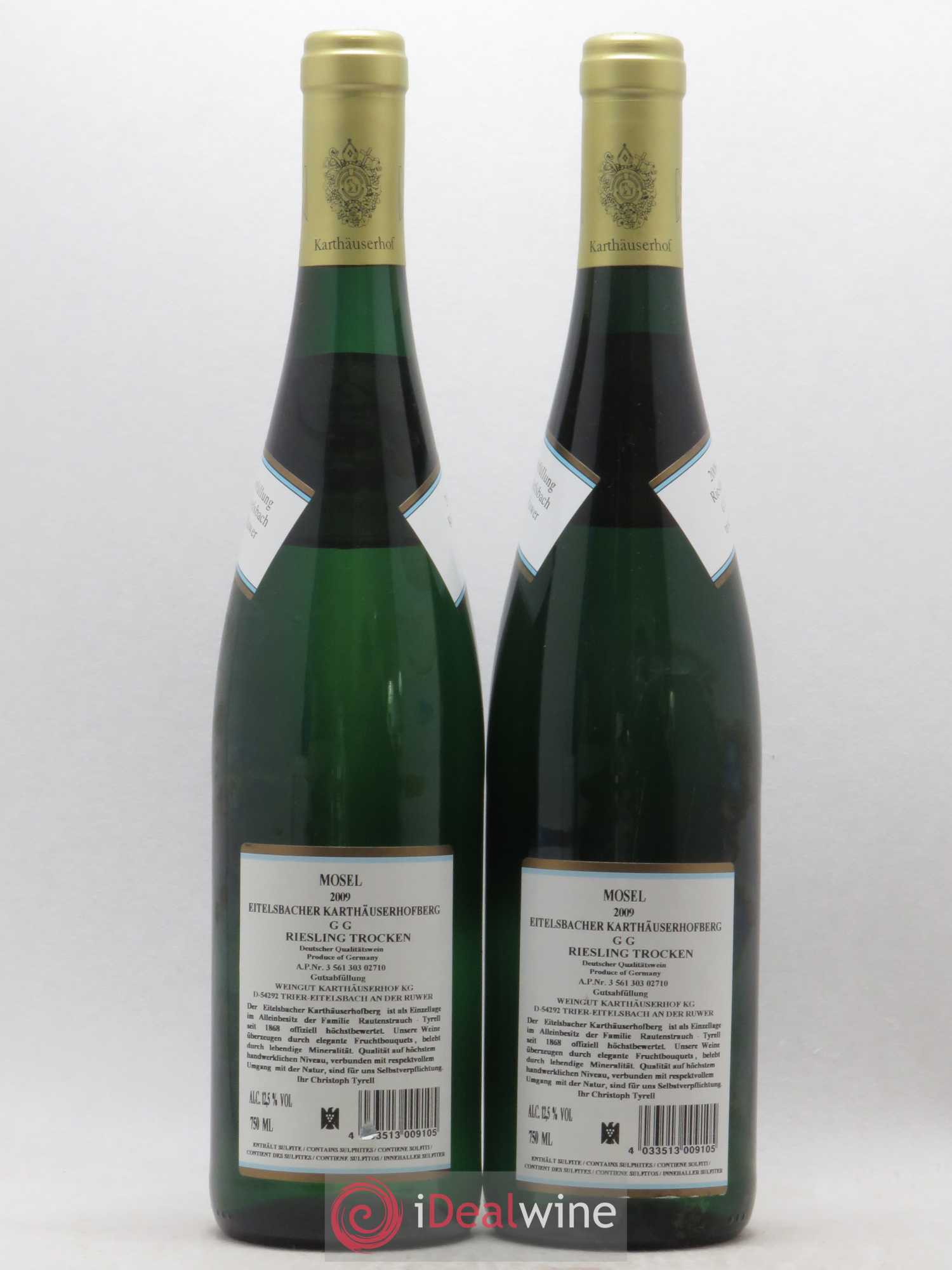 Riesling Mosel Karthauserhof Eitelsbacher Karthauserhofberg Riesling GG 2009 - Posten von 2 Flaschen - 1
