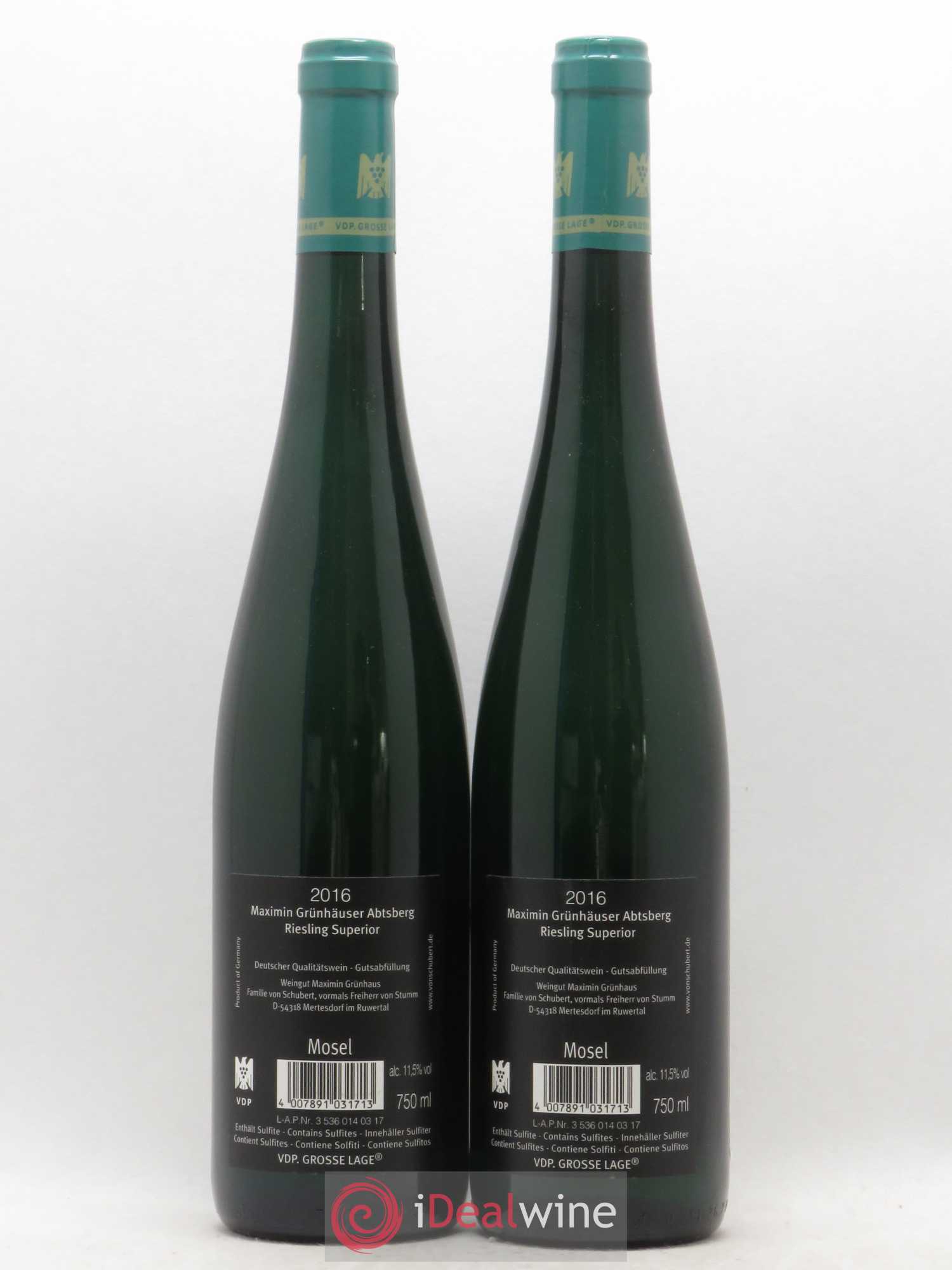 Riesling VDP Carl von Schubert Maximin Grunhauser Abtsberg Superior Riesling Spatlese (sans prix de réserve) 2016 - Posten von 2 Flaschen - 1