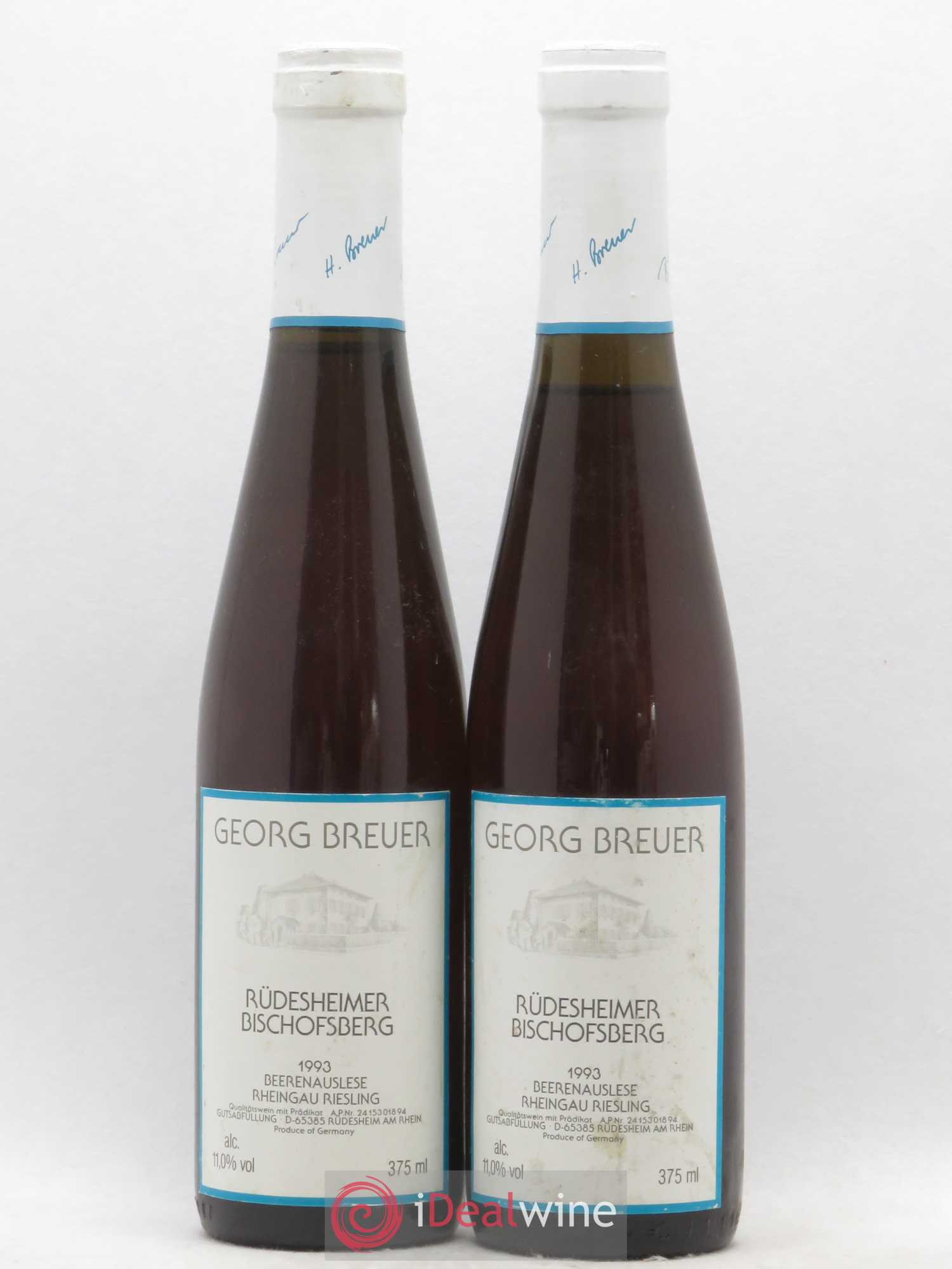 Riesling Georg Breuer Rudesheimer Bischofsberg Riesling Beerenauslese 1993 - Posten von 2 Demi-Flaschen - 0