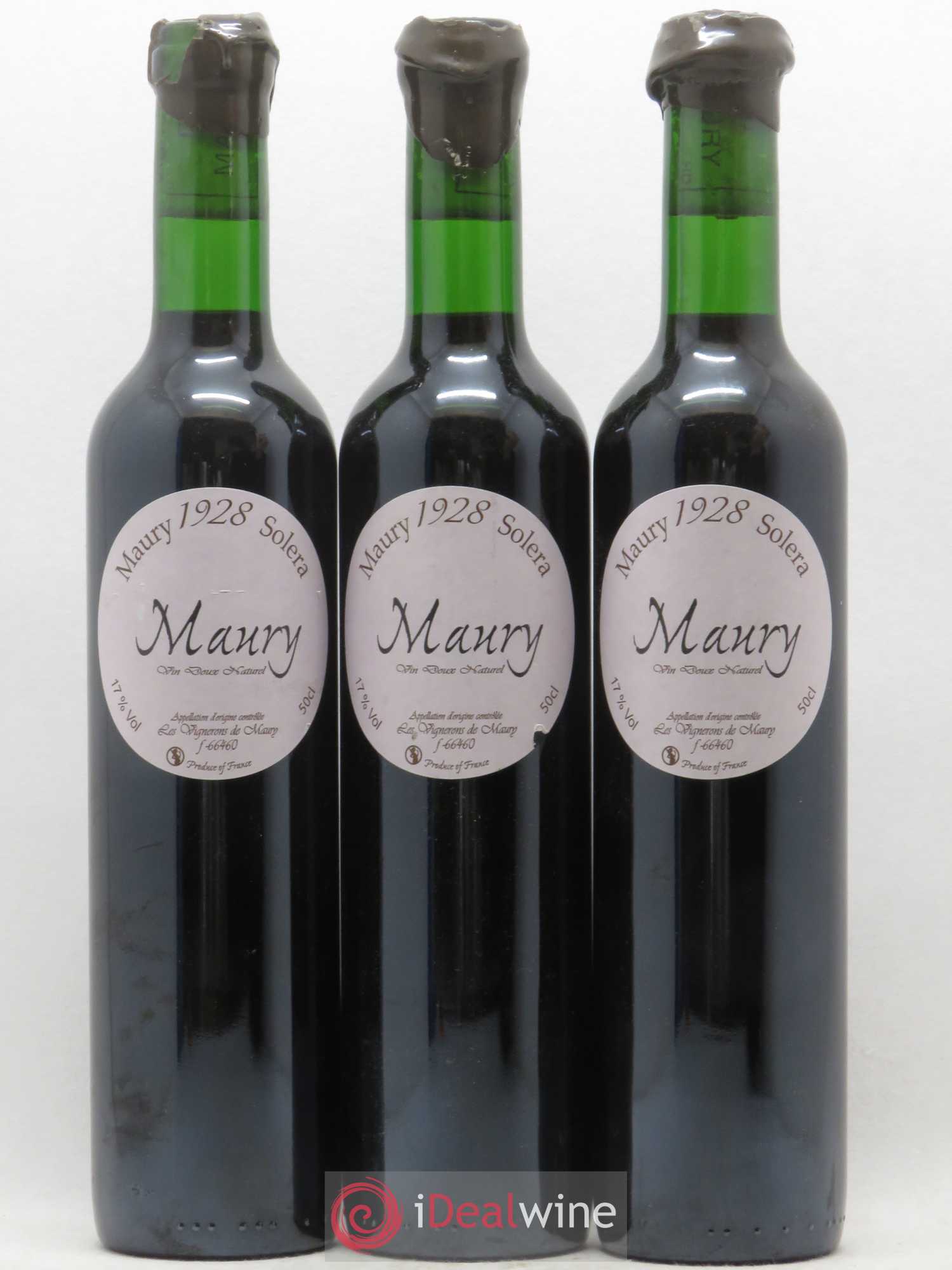 Maury Les Vignerons de Maury 1928 Solera 50 Cl (sans prix de réserve) - Posten von 3 Flaschen - 0