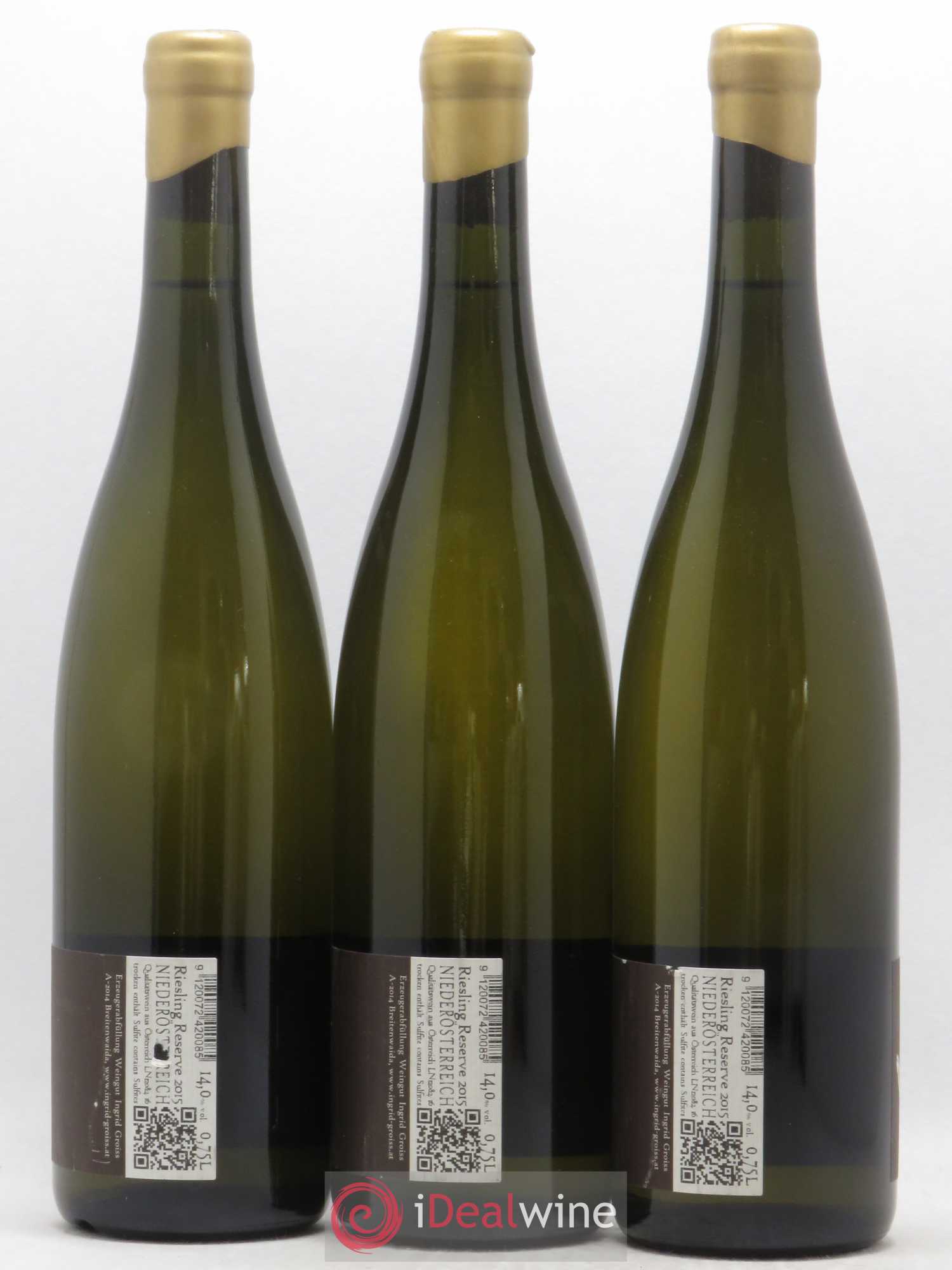Autriche Ingrid Groiss Auf der Henne Riesling Reserve (sans prix de réserve) 2015 - Posten von 3 Flaschen - 1