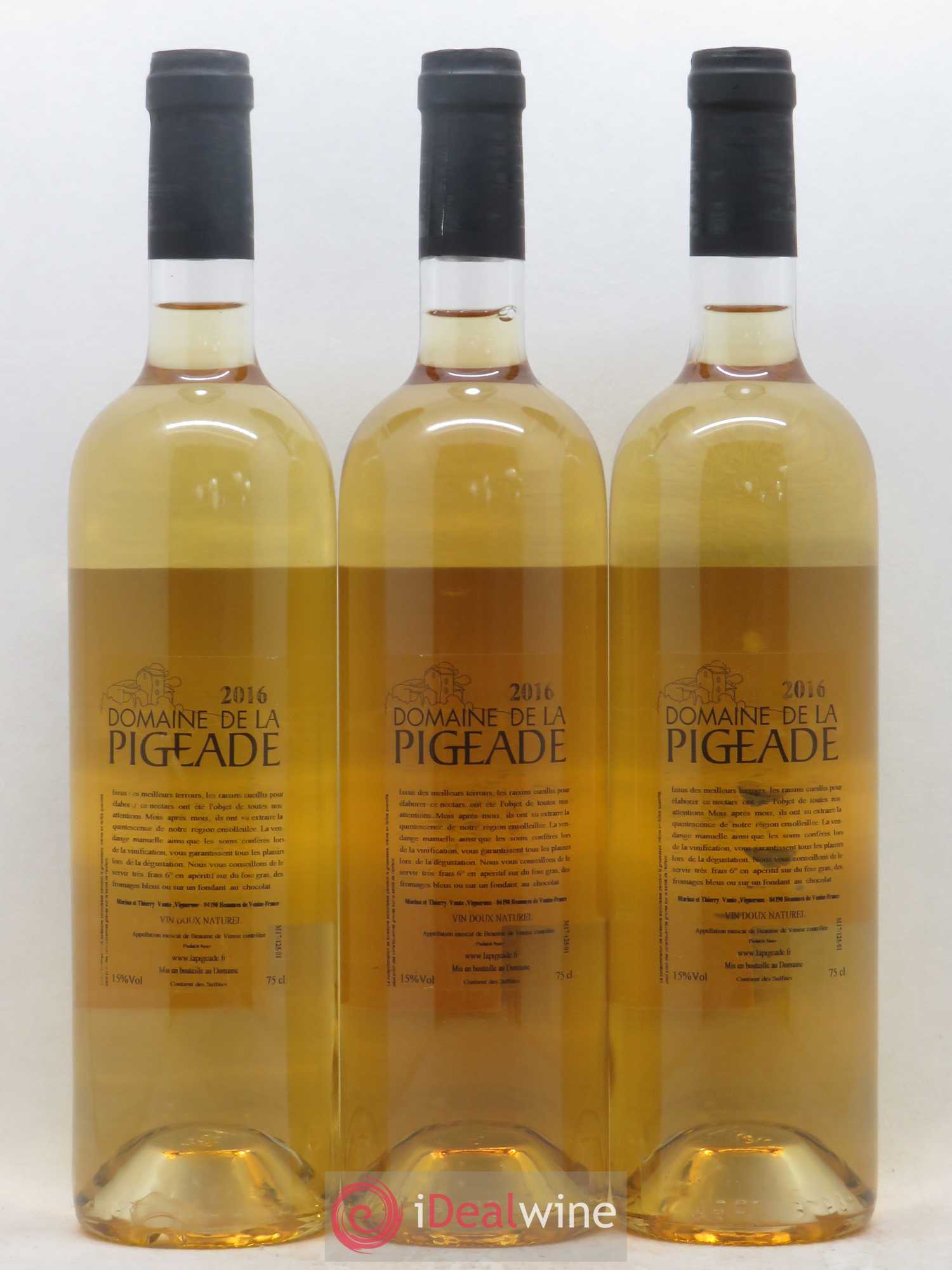 Muscat de Beaumes de Venise Domaine du la Pigeade (sans prix de réserve) 2016 - Lotto di 3 bottiglie - 1