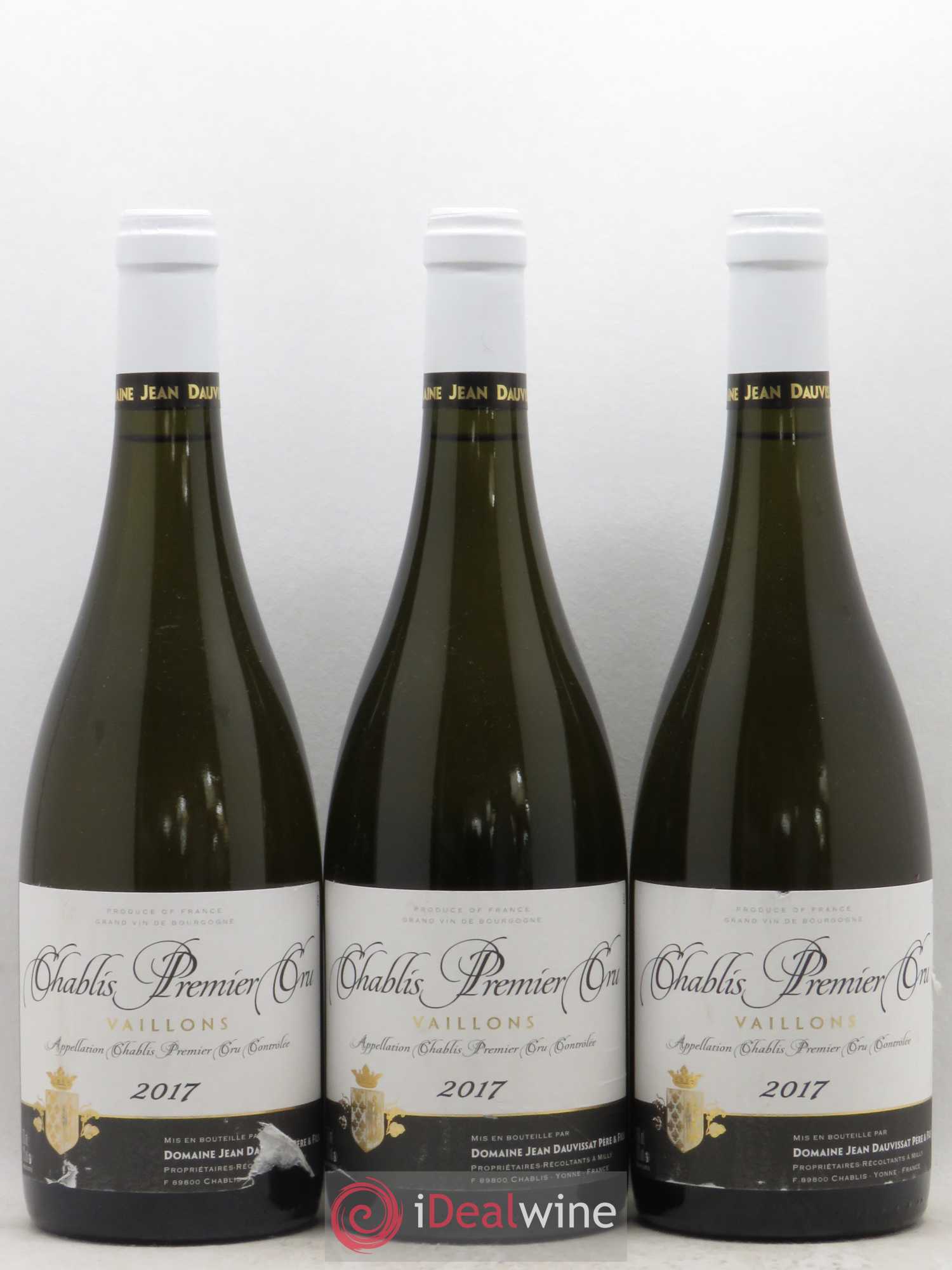 Chablis 1er Cru Vaillons Domaine Jean Dauvissat (sans prix de réserve) 2017 - Posten von 3 Flaschen - 0